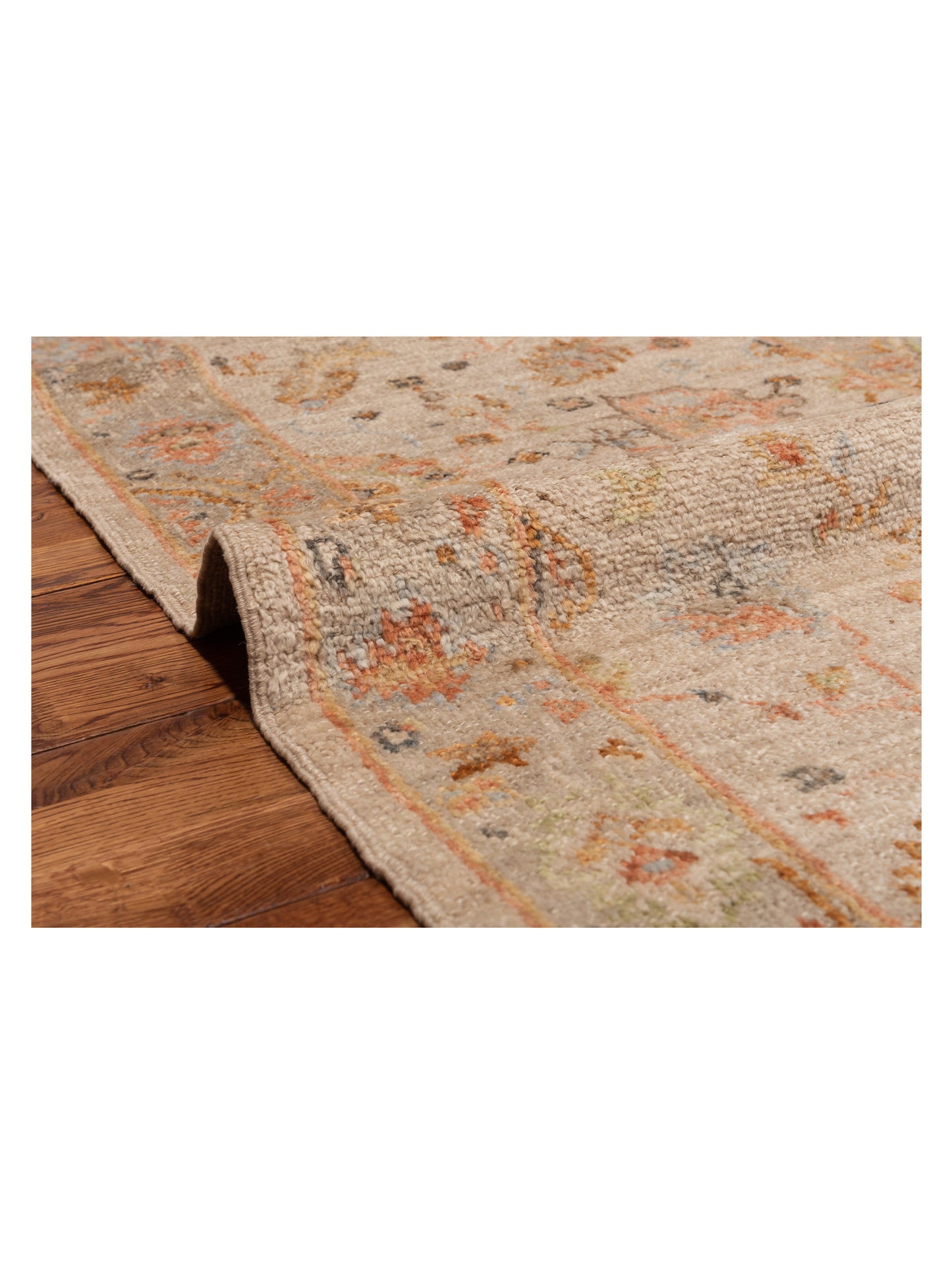 Angora Oushak 150375 Beige Brown 2.7x15.4 Hand Knotted Rug