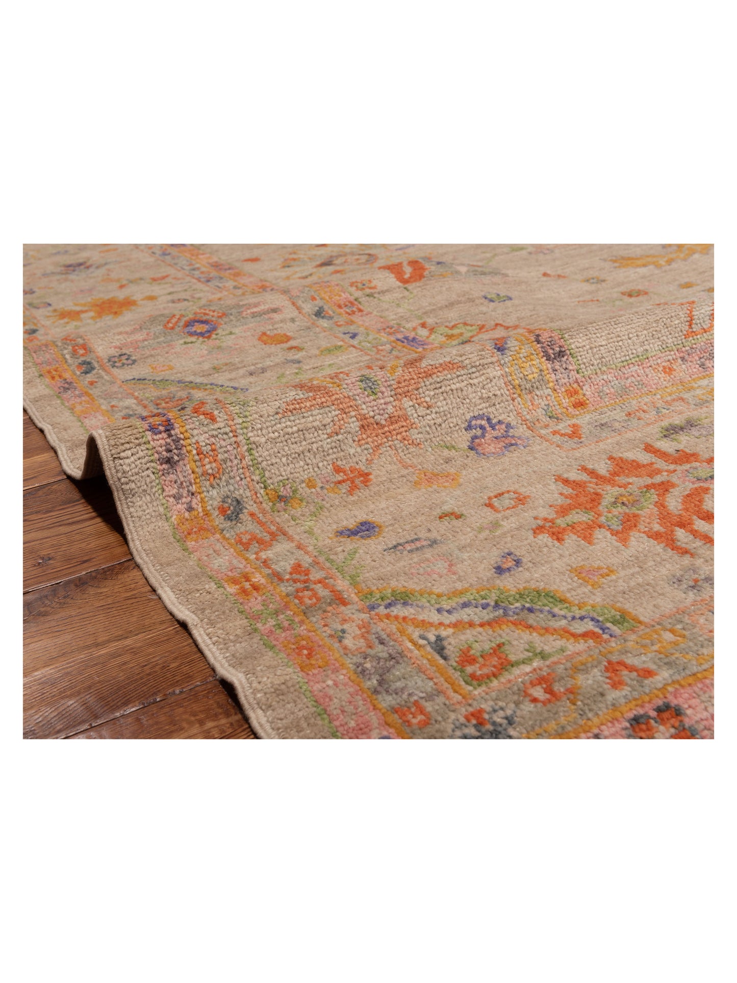 Angora Oushak 150382 Beige Beige 10.2x13.7 Hand Knotted Rug