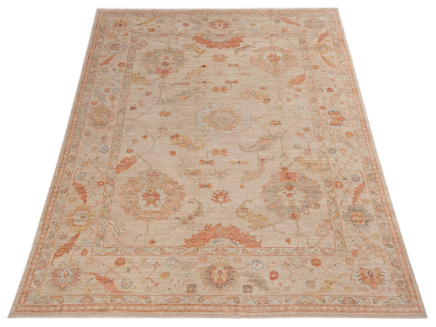 Angora Oushak 150384 Beige Beige 10x13.9 Hand Knotted Rug