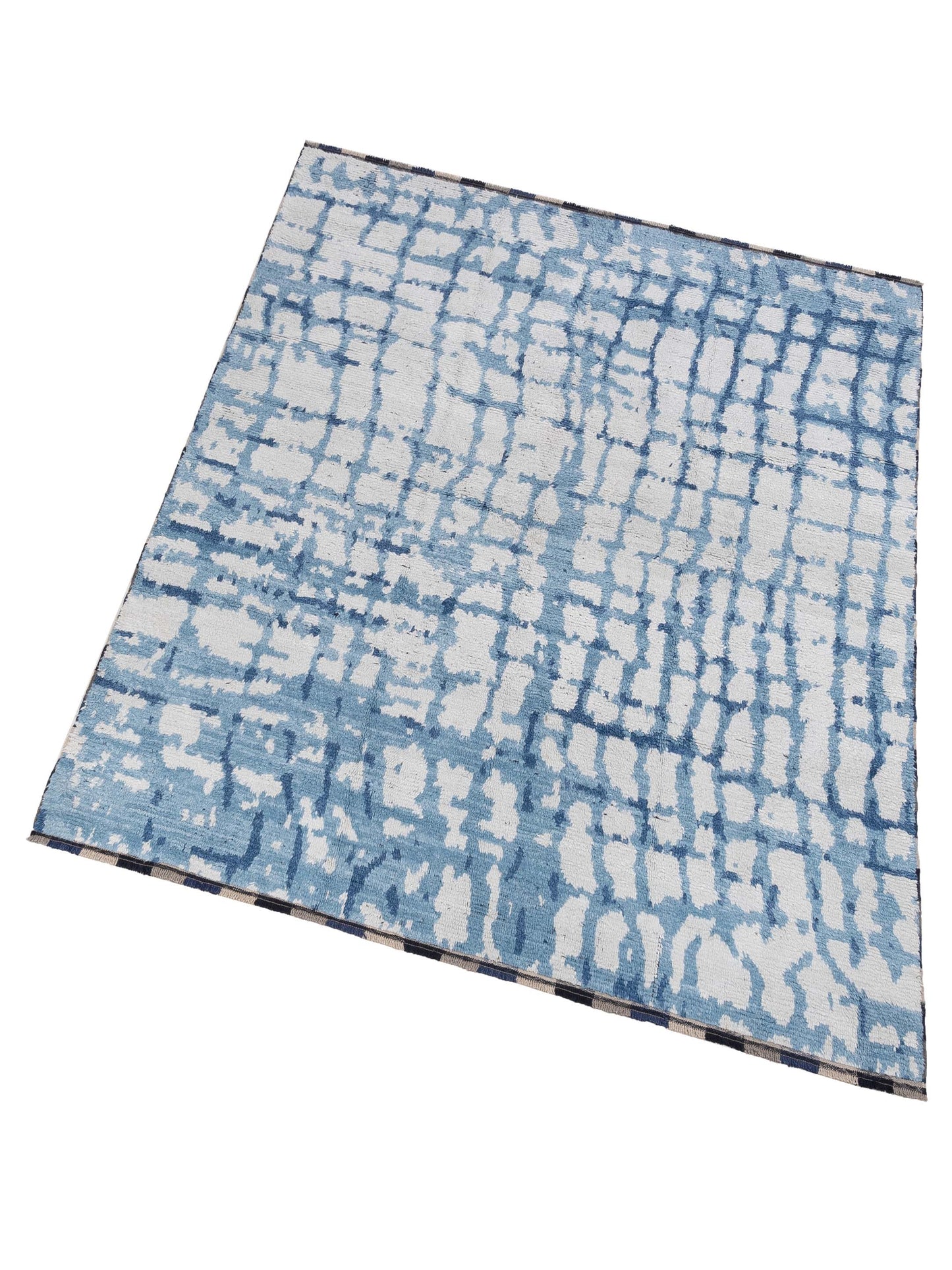 Atlas Ayfer Ivory Blue 8.1x9.7 Hand Knotted Rug