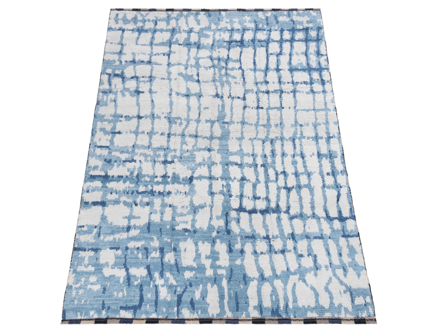 Atlas Ayfer Ivory Blue 8.1x9.7 Hand Knotted Rug