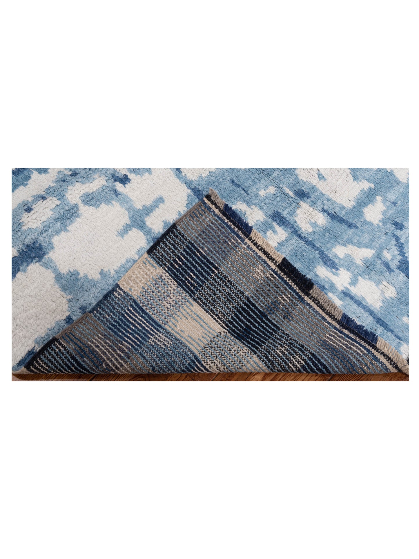 Atlas Ayfer Ivory Blue 8.1x9.7 Hand Knotted Rug