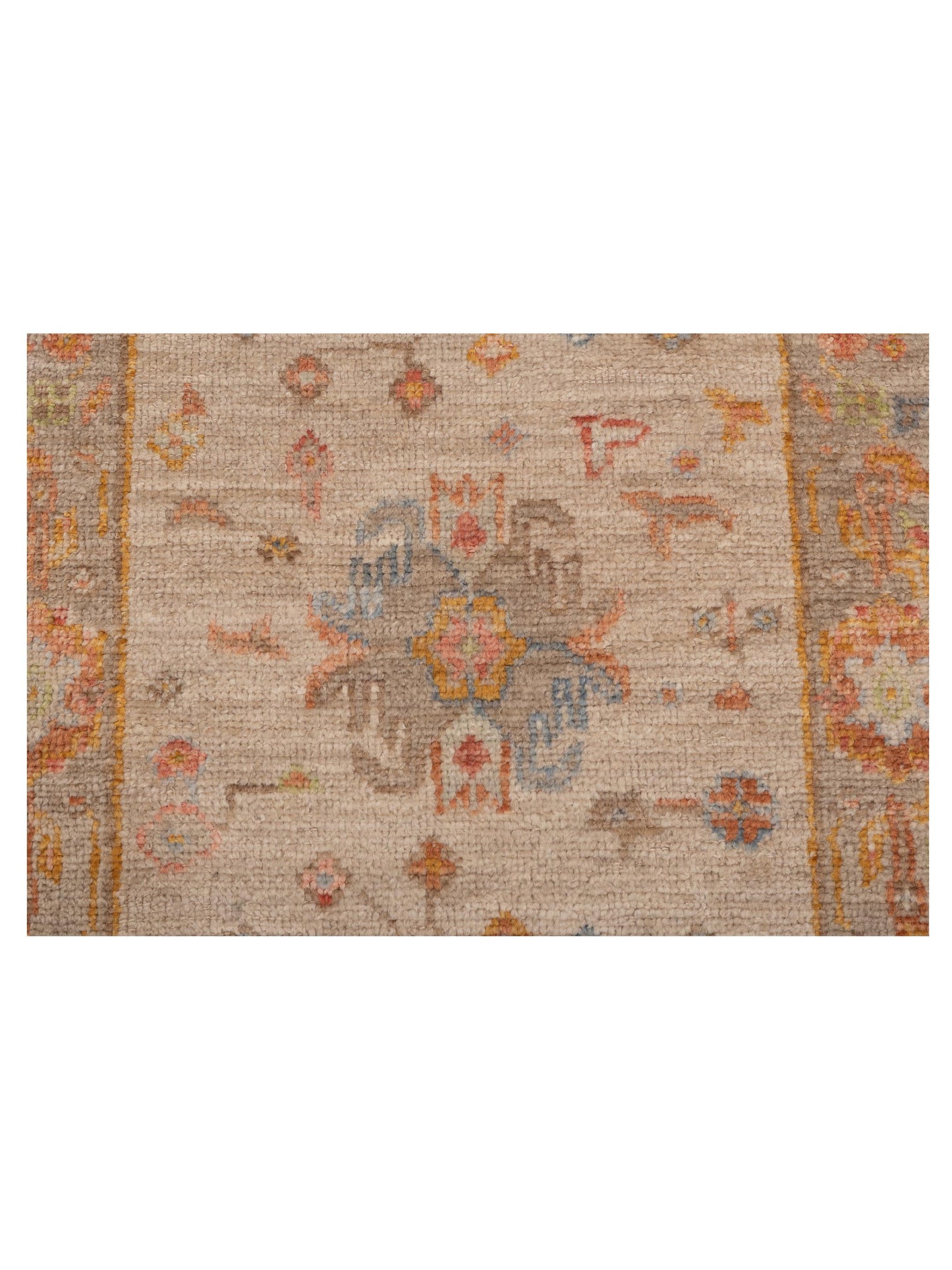 Angora Oushak 150415 Beige Brown 2.7x15.6 Hand Knotted Rug