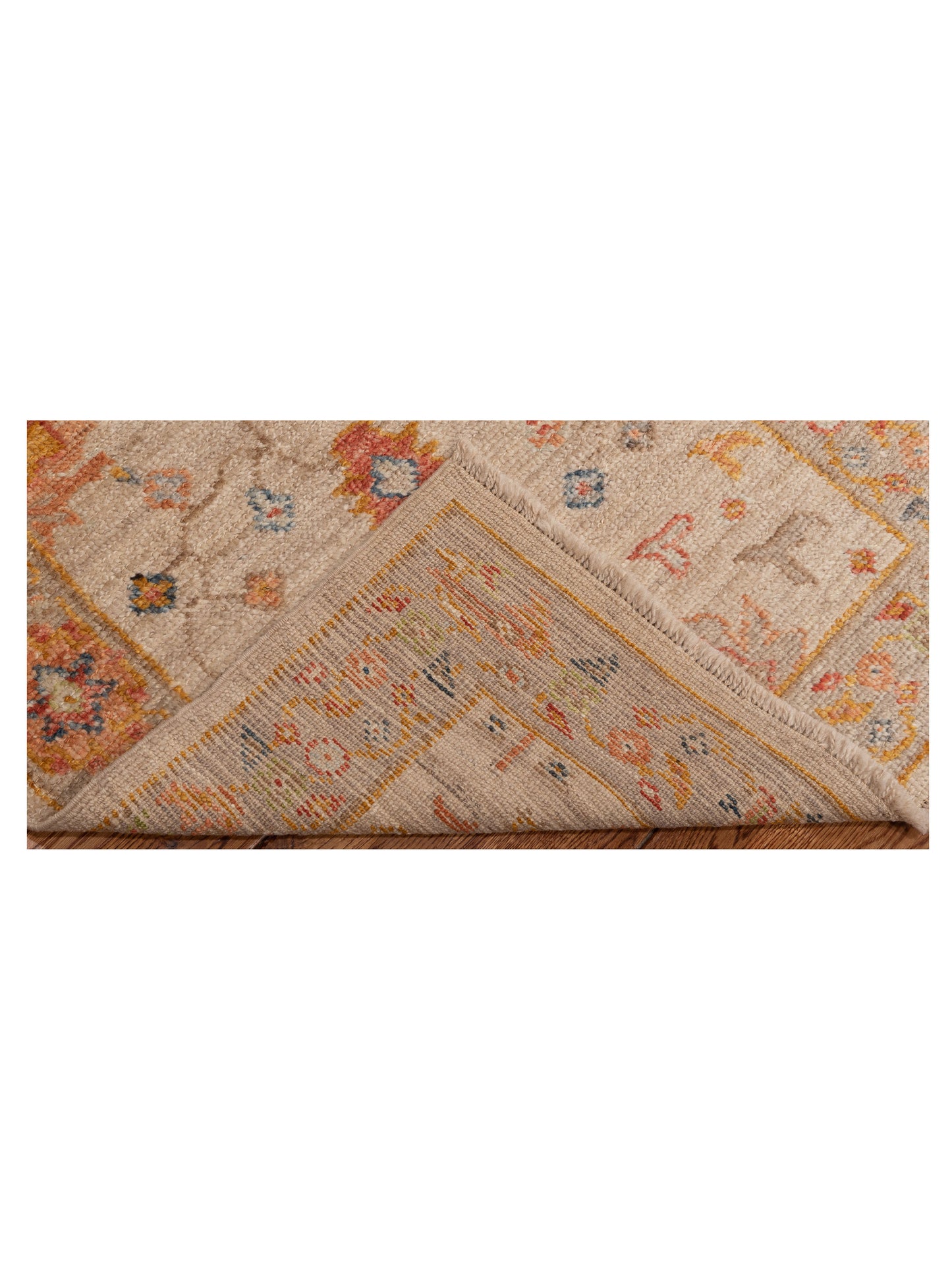 Angora Oushak 150415 Beige Brown 2.7x15.6 Hand Knotted Rug