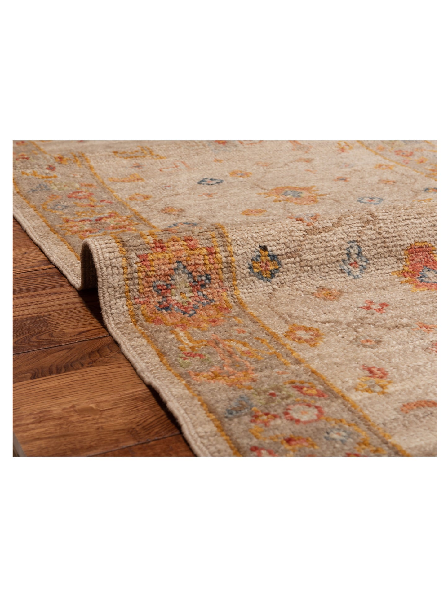 Angora Oushak 150415 Beige Brown 2.7x15.6 Hand Knotted Rug