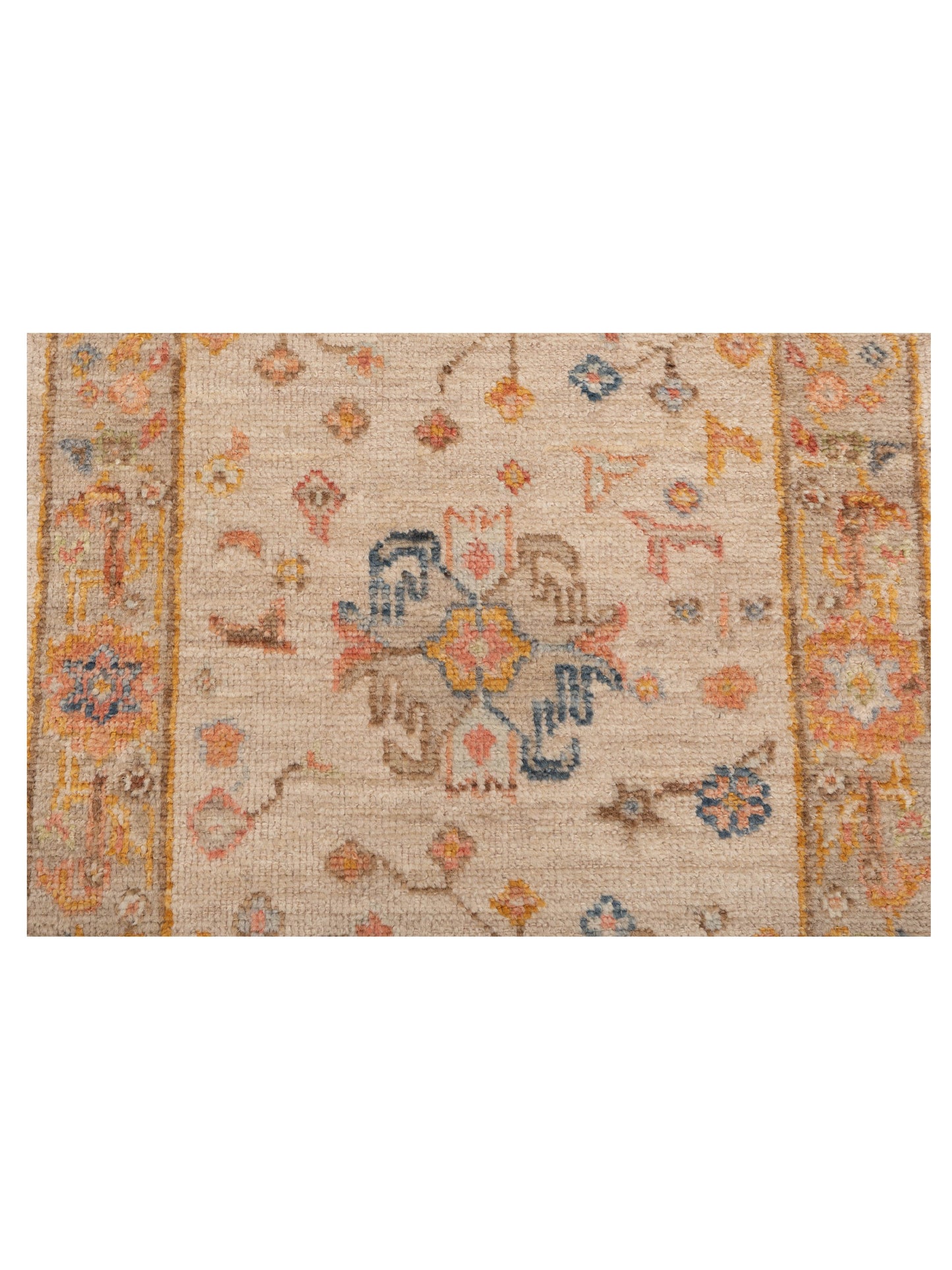 Angora Oushak 150419 Beige Brown 2.6x11.7 Hand Knotted Rug