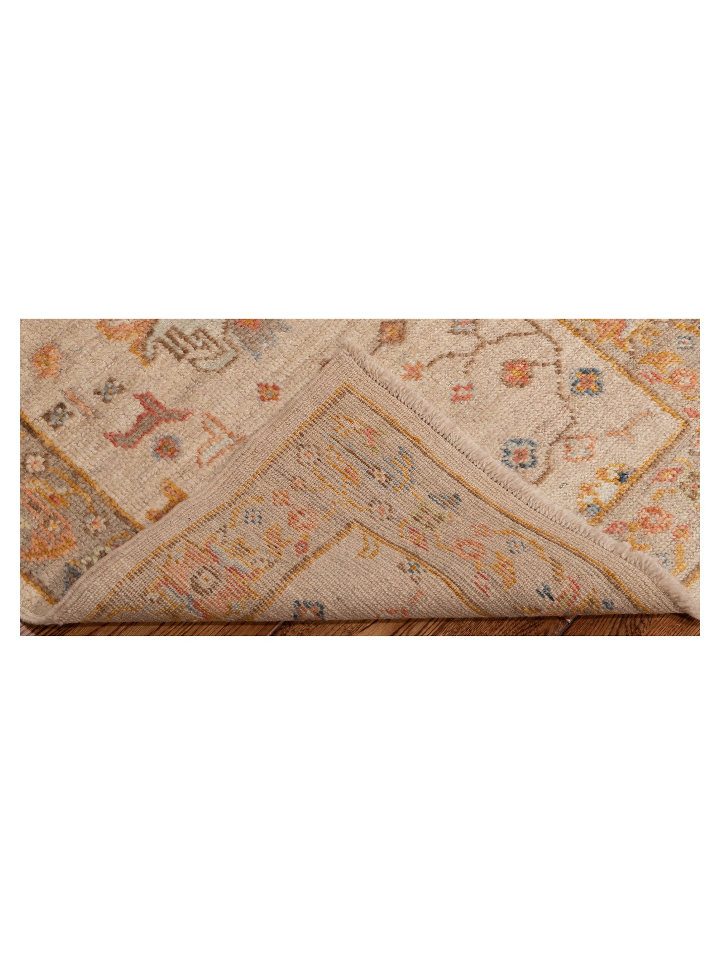 Angora Oushak 150419 Beige Brown 2.6x11.7 Hand Knotted Rug