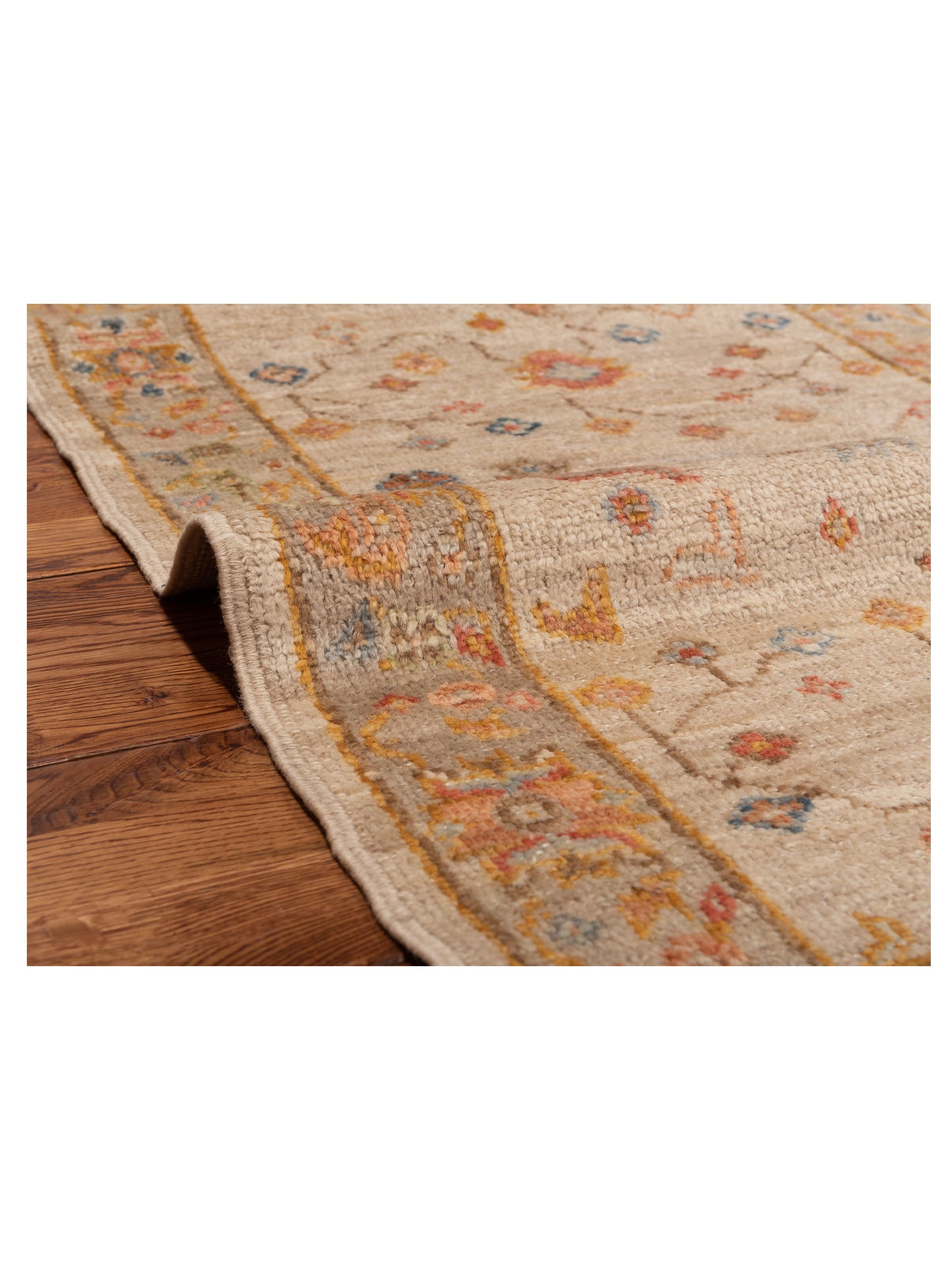Angora Oushak 150419 Beige Brown 2.6x11.7 Hand Knotted Rug