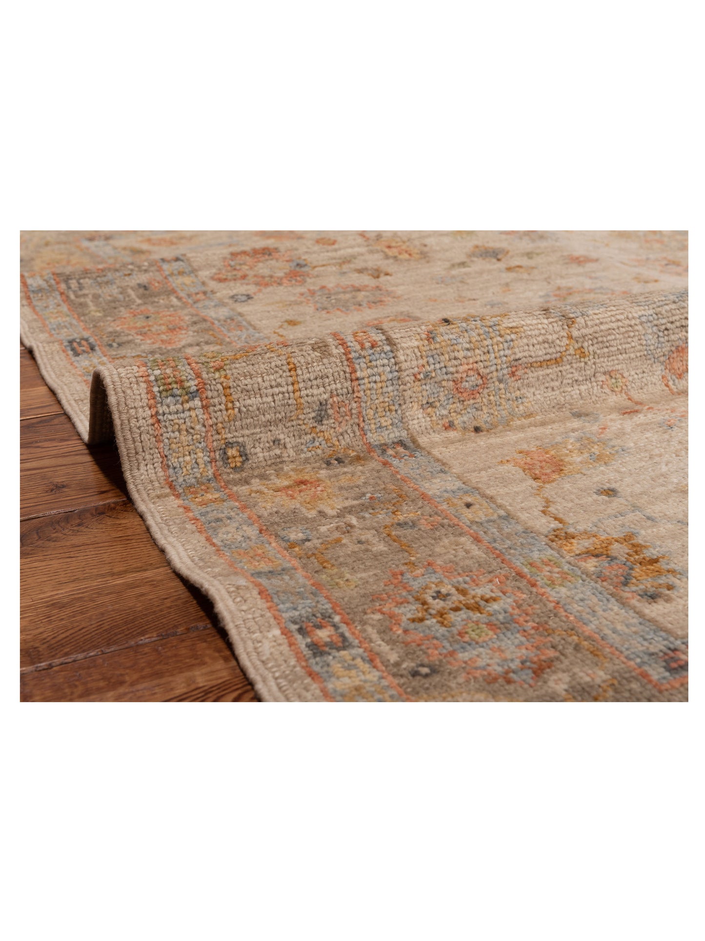 Angora Oushak 150424 Beige Brown 4x6.1 Hand Knotted Rug