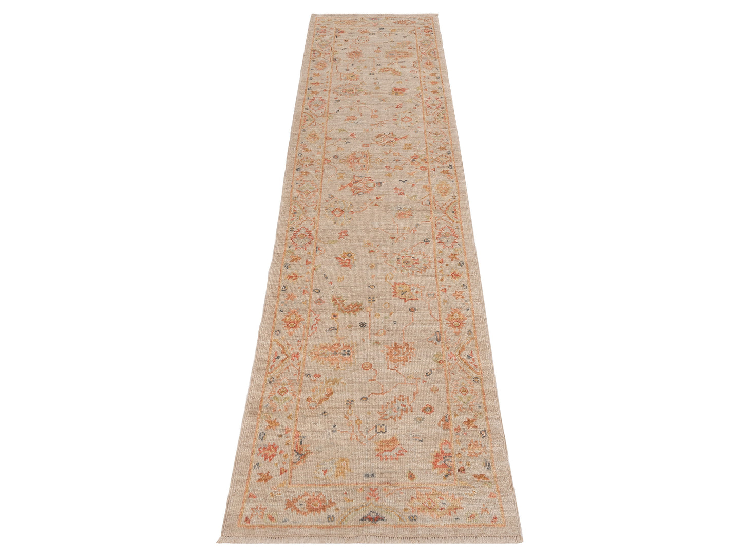 Angora Oushak 150426 Beige Beige 2.9x11.8 Hand Knotted Rug