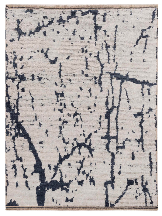 Atlas 150434 Ivory Black 4x6.3 Hand Knotted Rug