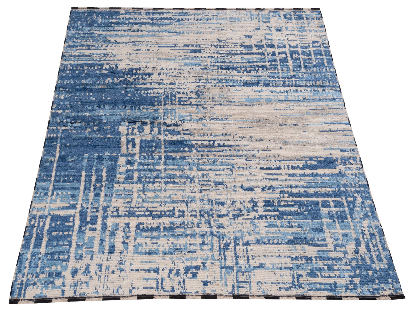 Atlas 150435 Ivory Blue 8x9.8 Hand Knotted Rug