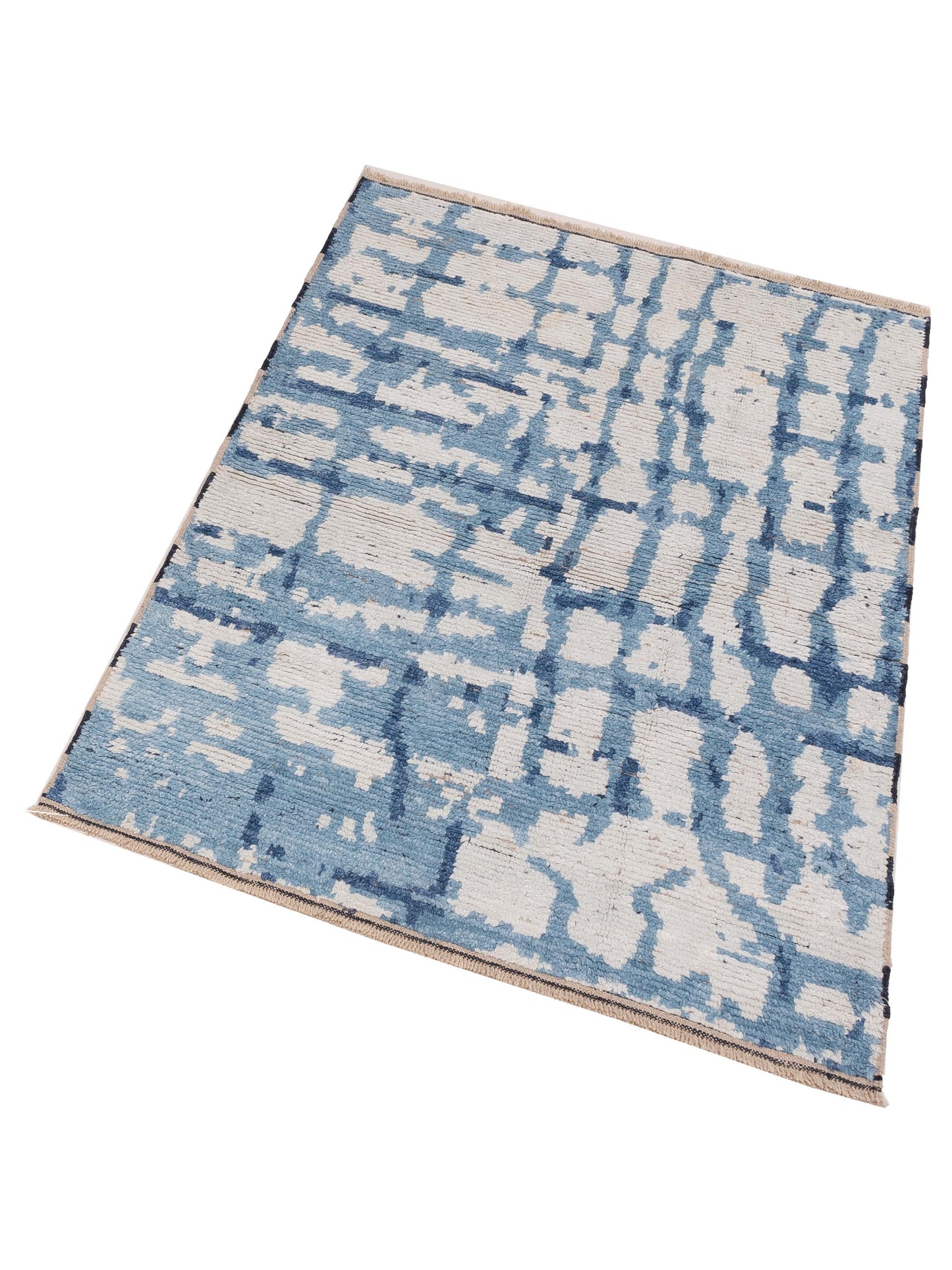 Atlas Beren Ivory Blue 4x6 Hand Knotted Rug