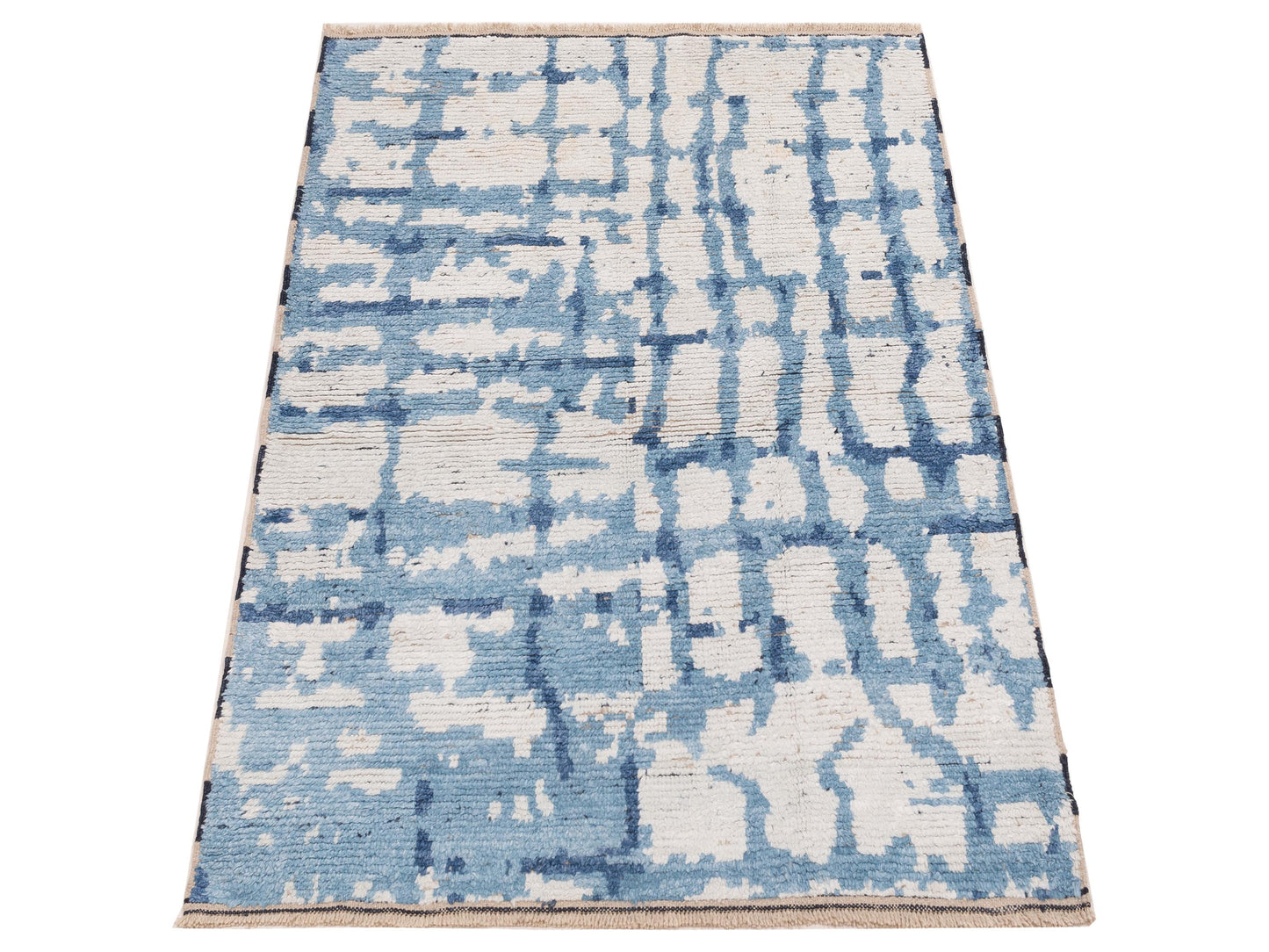 Atlas Beren Ivory Blue 4x6 Hand Knotted Rug