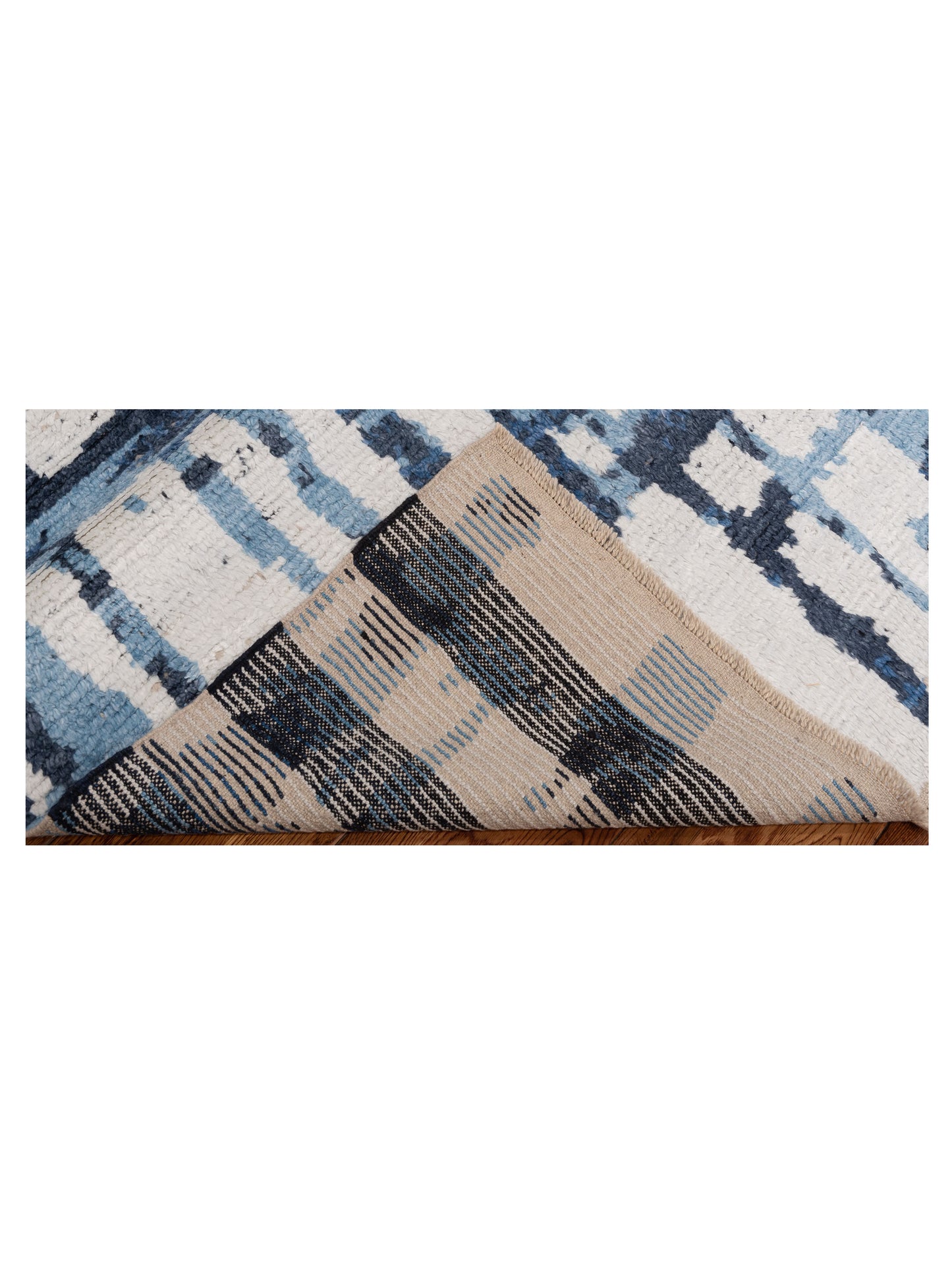 Atlas Gupse Ivory Blue 7.11x9.7 Hand Knotted Rug