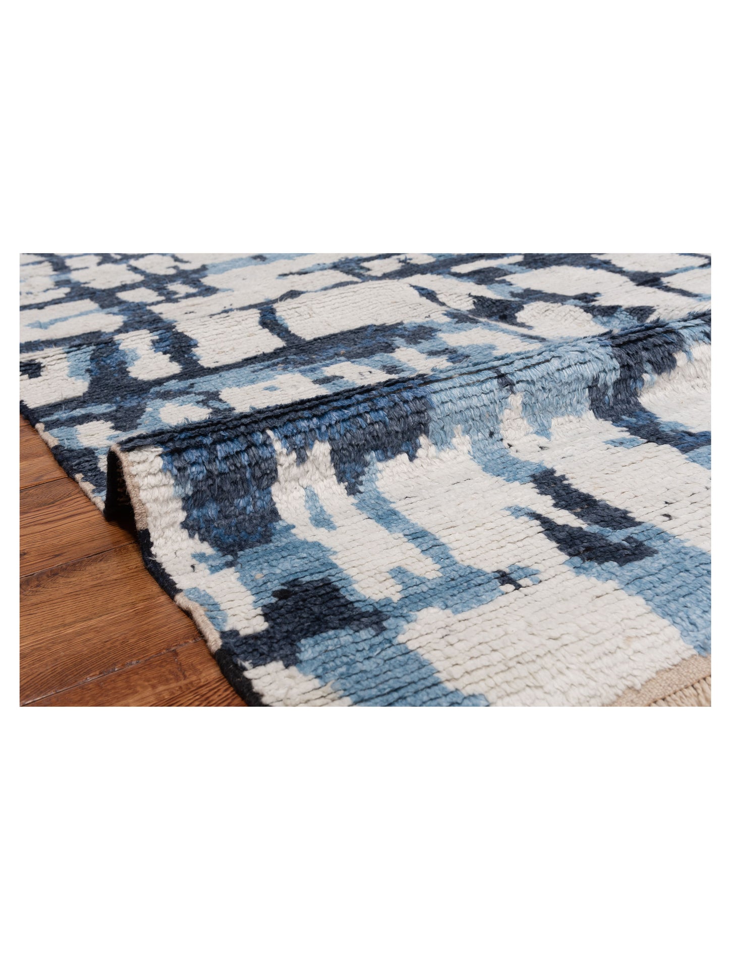 Atlas Gupse Ivory Blue 7.11x9.7 Hand Knotted Rug