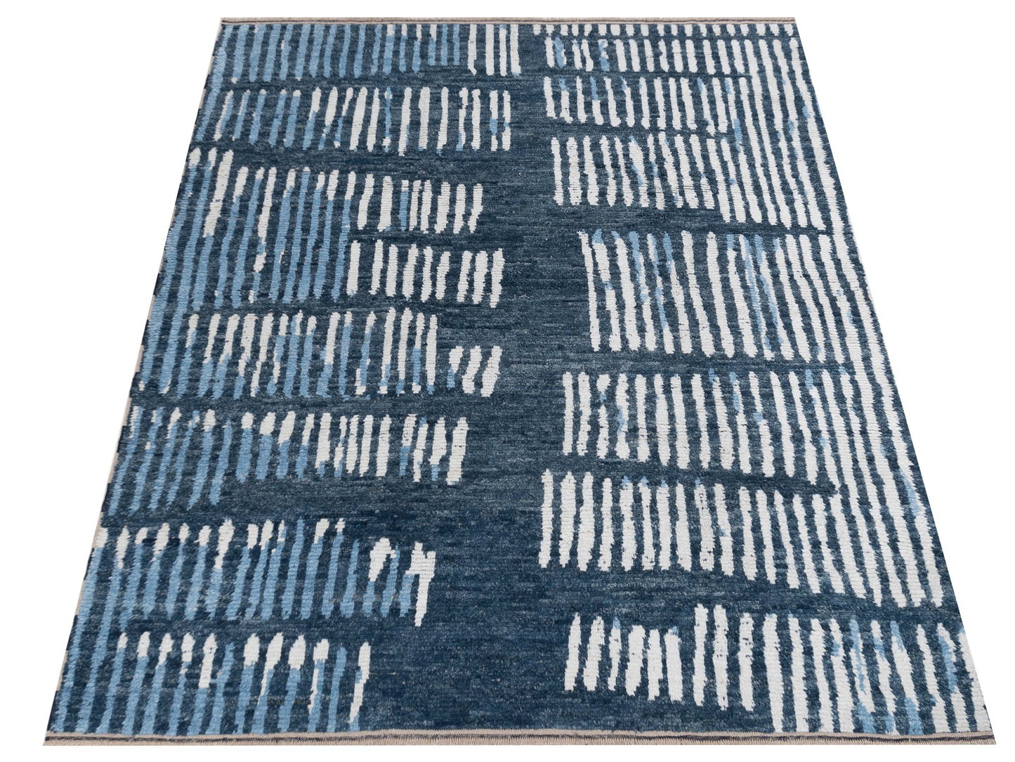 Atlas 150448 Blue Ivory 8.2x9.9 Hand Knotted Rug