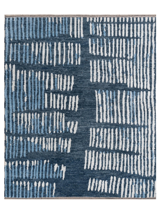 Atlas 150448 Blue Ivory 8.2x9.9 Hand Knotted Rug