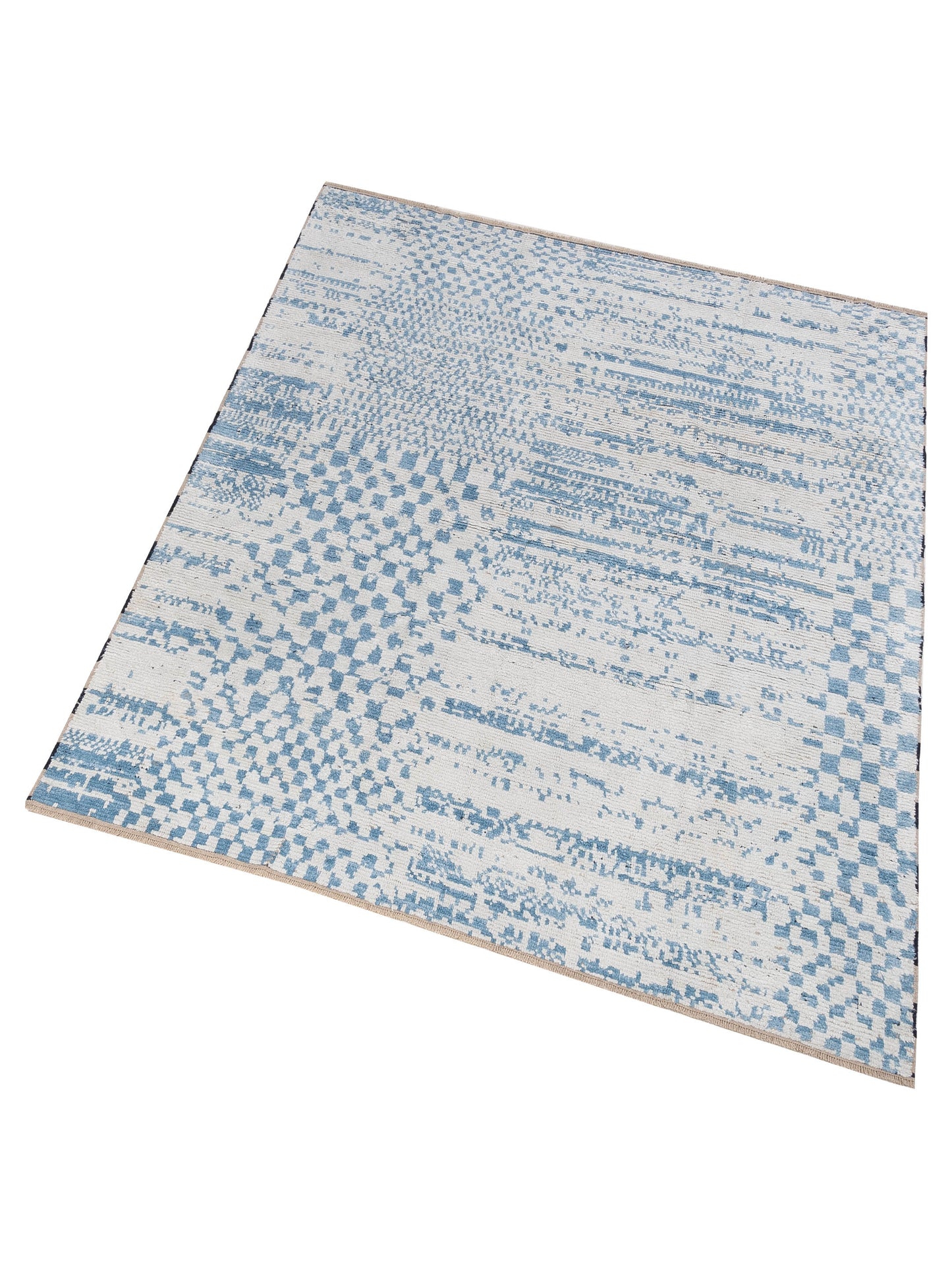 Atlas 150449 Ivory Blue 8x9.11 Hand Knotted Rug