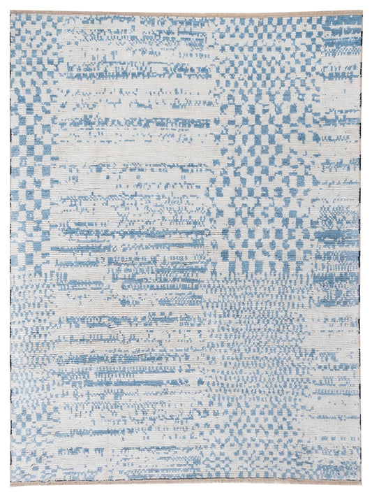 Atlas 150449 Ivory Blue 8x9.11 Hand Knotted Rug