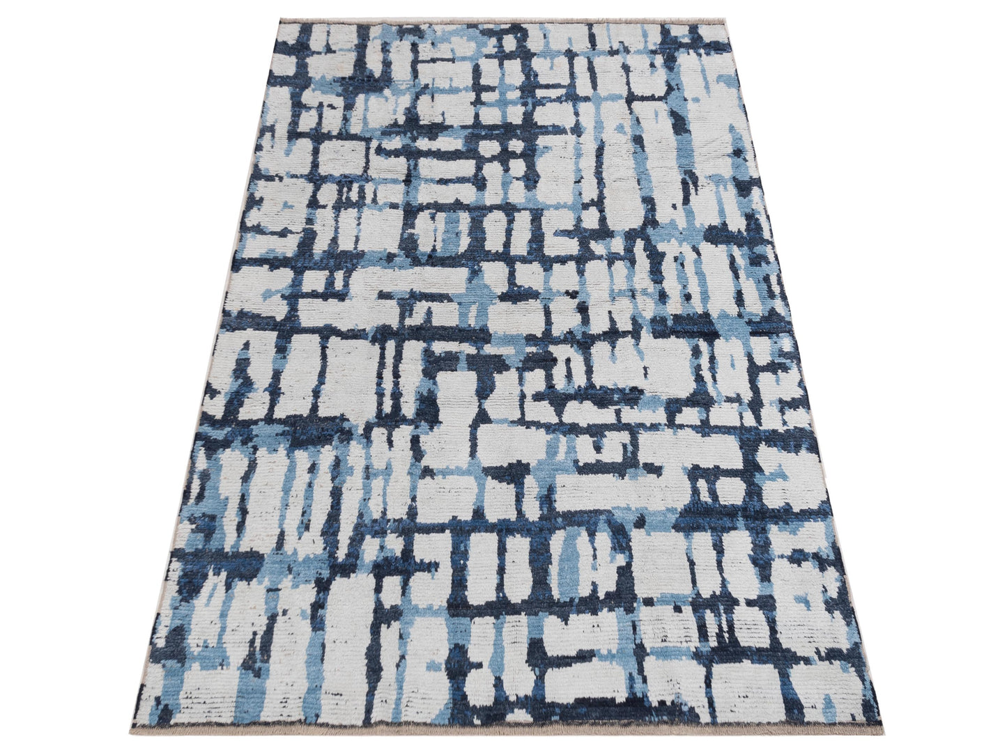 Atlas Gupse Ivory Blue 8.1x9.11 Hand Knotted Rug