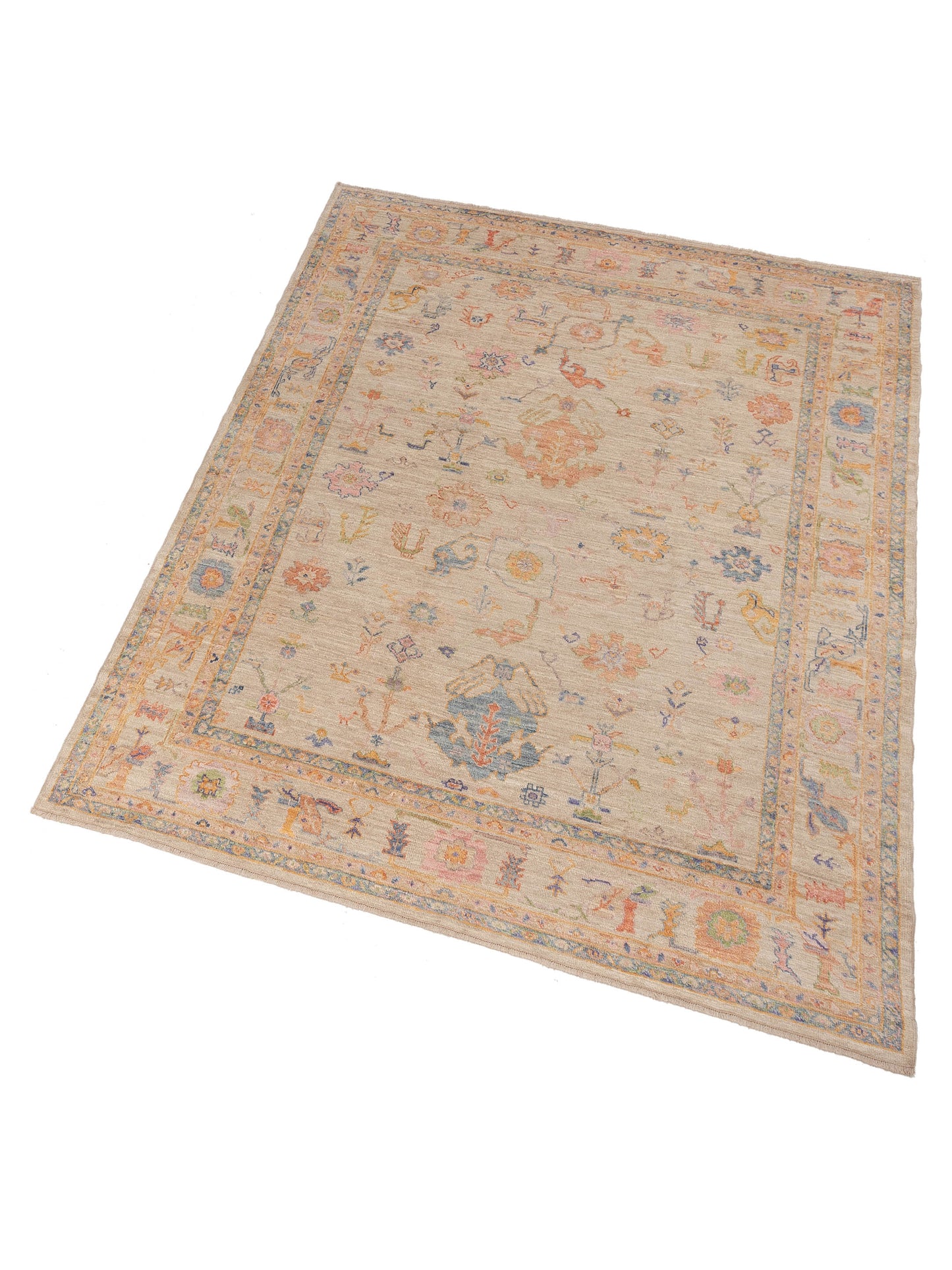 Angora Oushak 150467 Beige Beige 8.10x11.5 Hand Knotted Rug