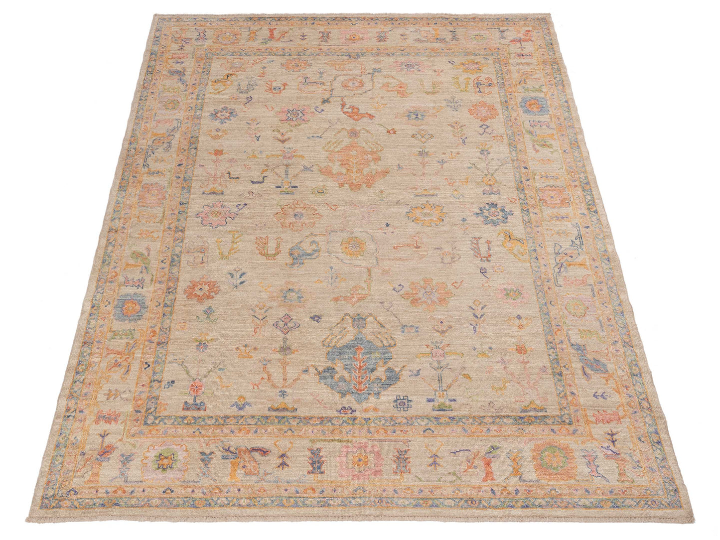 Angora Oushak 150467 Beige Beige 8.10x11.5 Hand Knotted Rug