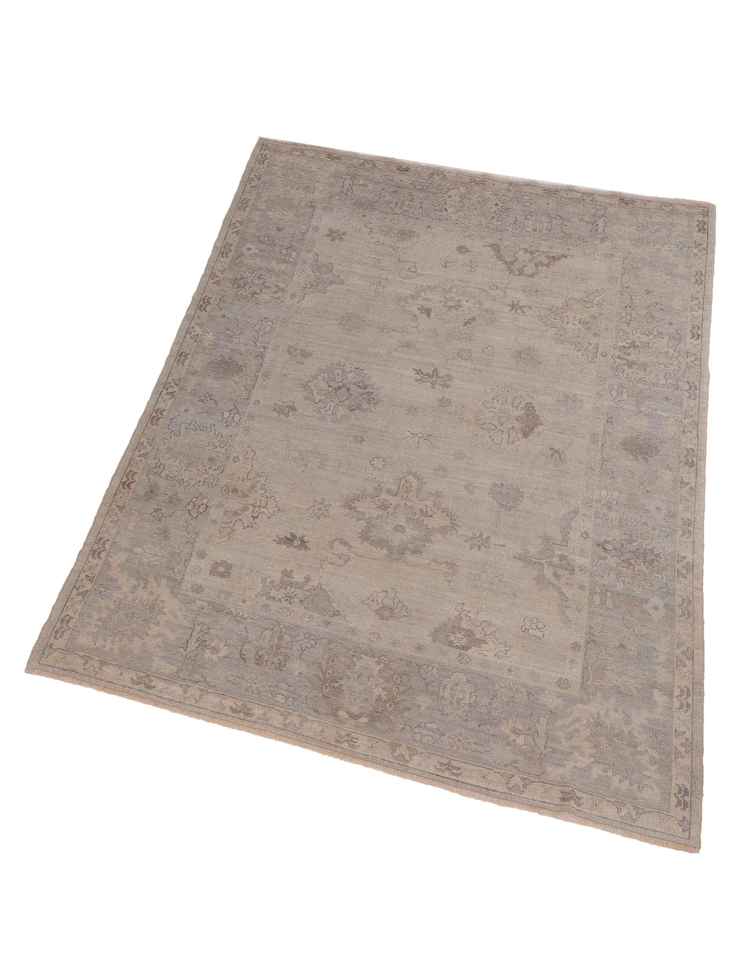 Angora Oushak 150713 Silver Gray 7.9x9.5 Hand Knotted Rug