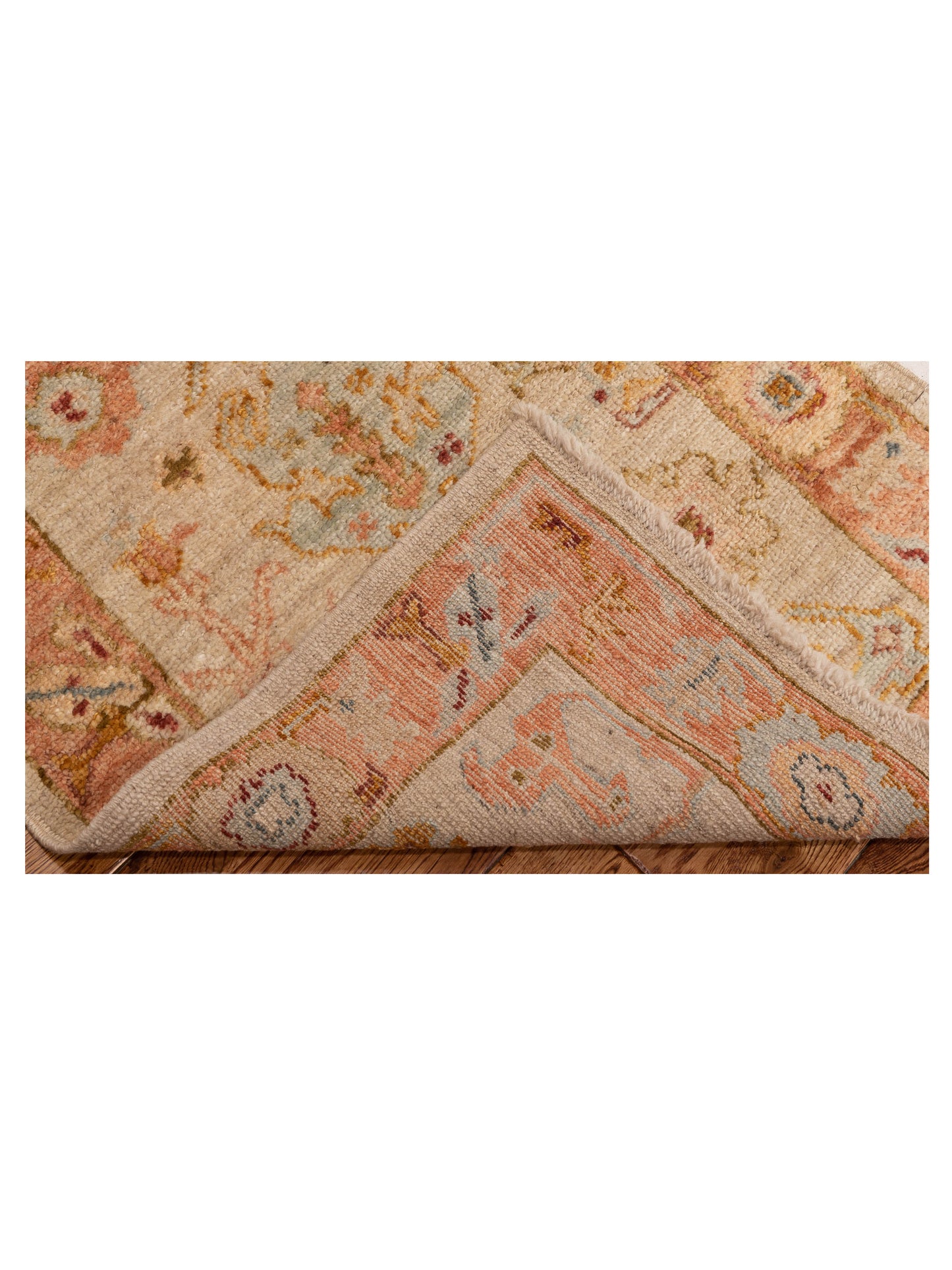 Angora Oushak 150719 Ivory Pink 2.8x15.1 Hand Knotted Rug