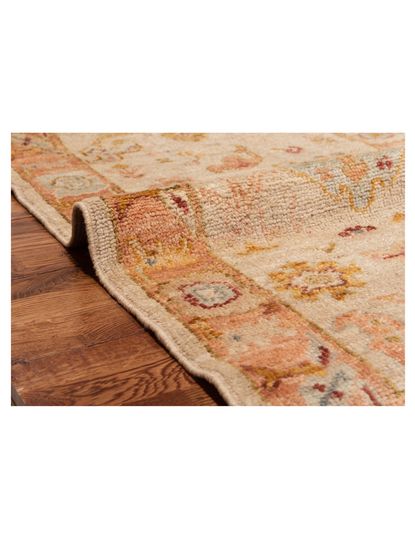 Angora Oushak 150719 Ivory Pink 2.8x15.1 Hand Knotted Rug