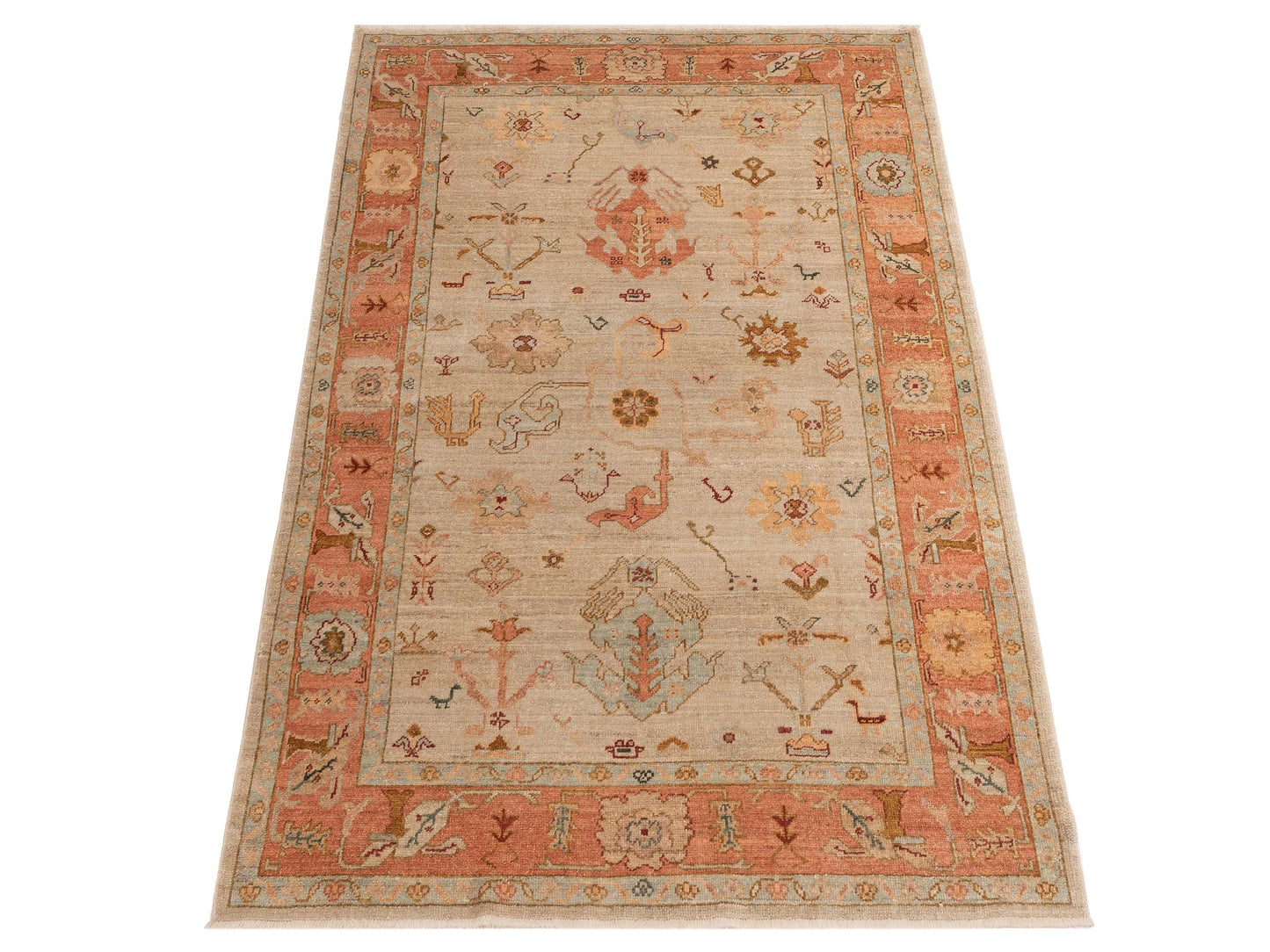 Angora Oushak 150780 Beige Pink 6.3x9.3 Hand Knotted Rug