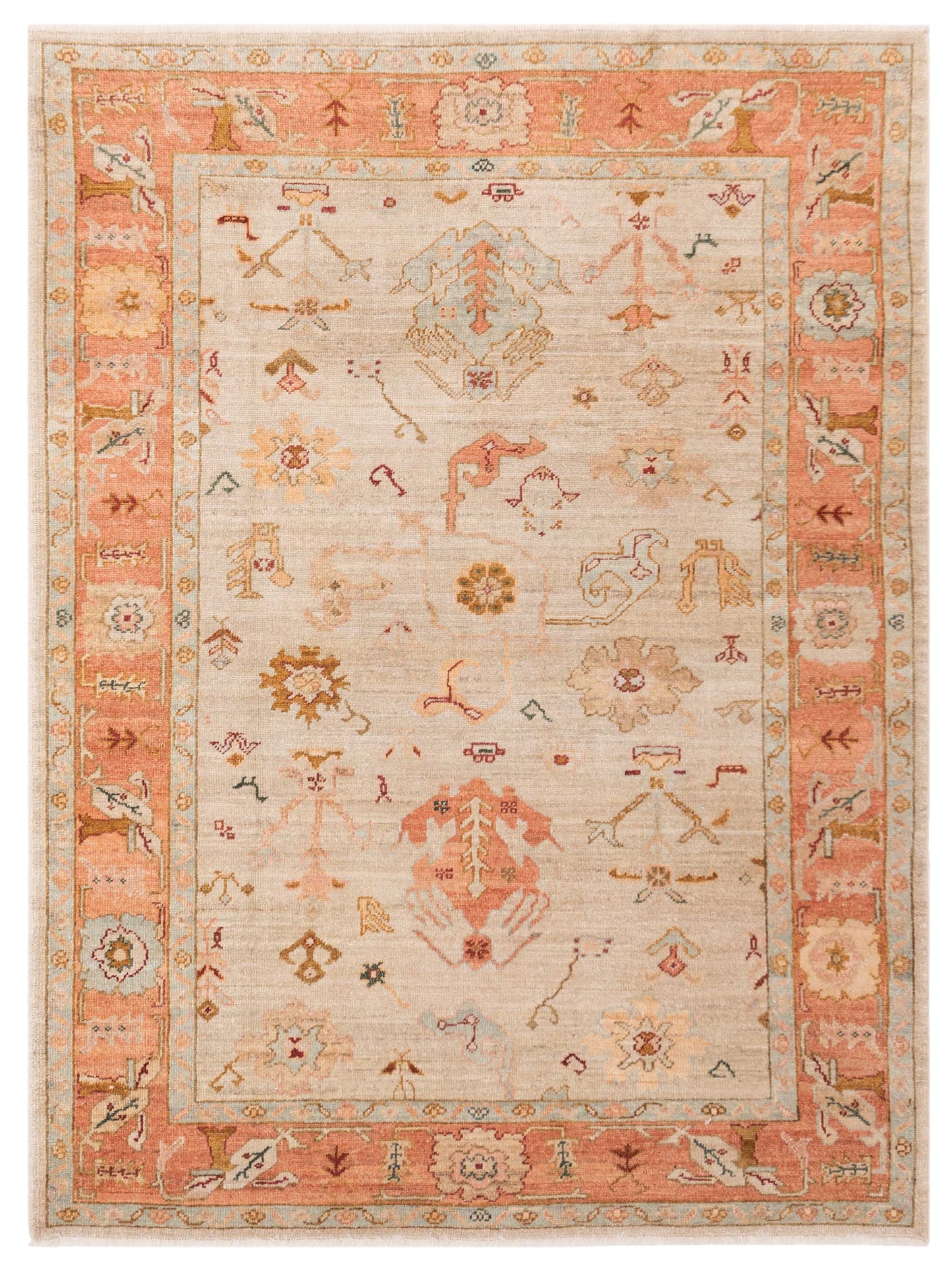 Anadol Angora Oushak Beige Pink Traditional