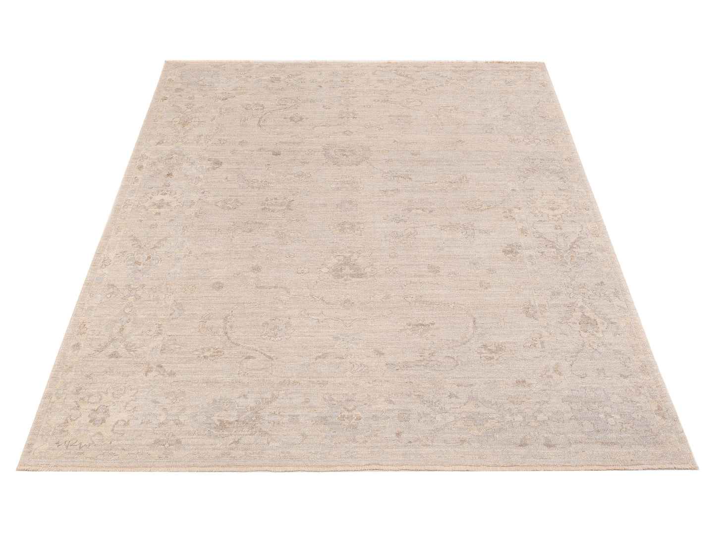 Angora Oushak 150985 Ivory Silver 7.10x9.6 Hand Knotted Rug