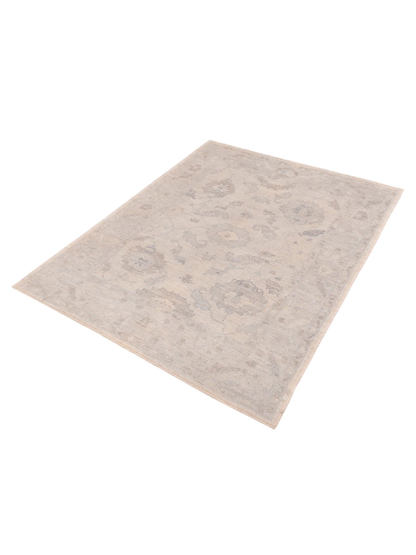 Angora Oushak 150988 Ivory Gray 8.1x9.8 Hand Knotted Rug