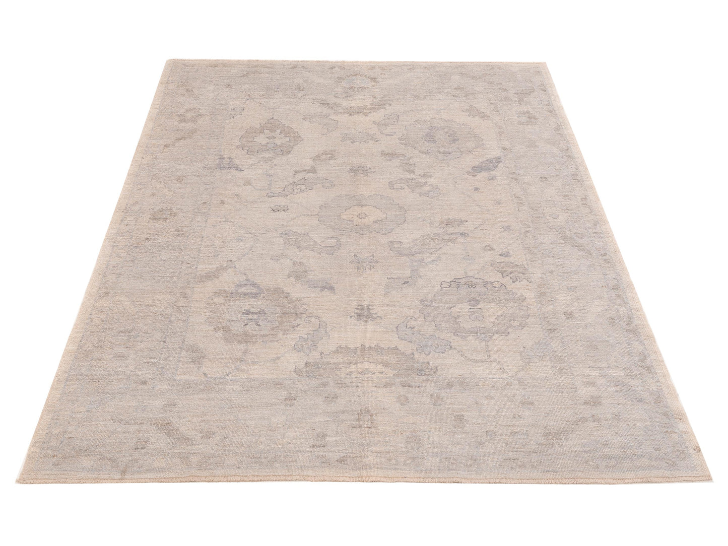 Angora Oushak 150988 Ivory Gray 8.1x9.8 Hand Knotted Rug