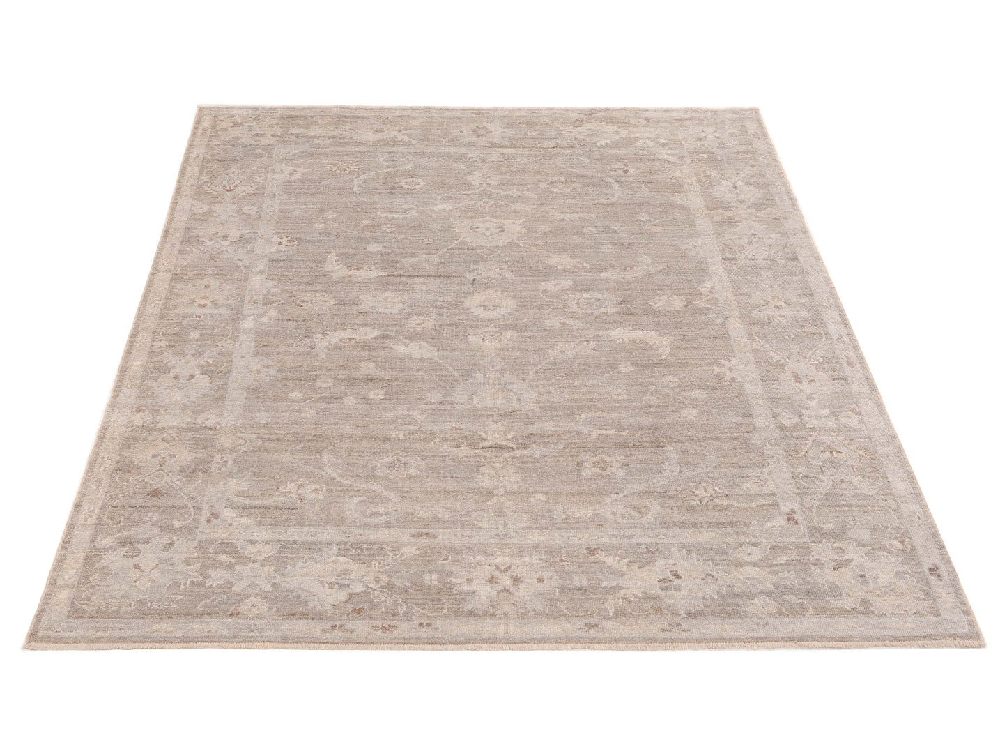 Angora Oushak 151020 Light Green Light Green 8x8.10 Hand Knotted Rug