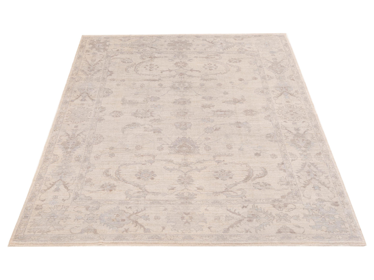 Angora Oushak 151028 Ivory Ivory 7.11x9.7 Hand Knotted Rug
