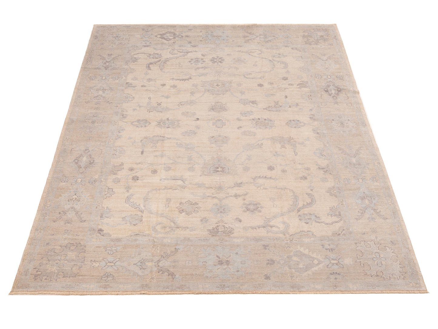 Angora Oushak 151038 Ivory Silver 8x9.2 Hand Knotted Rug