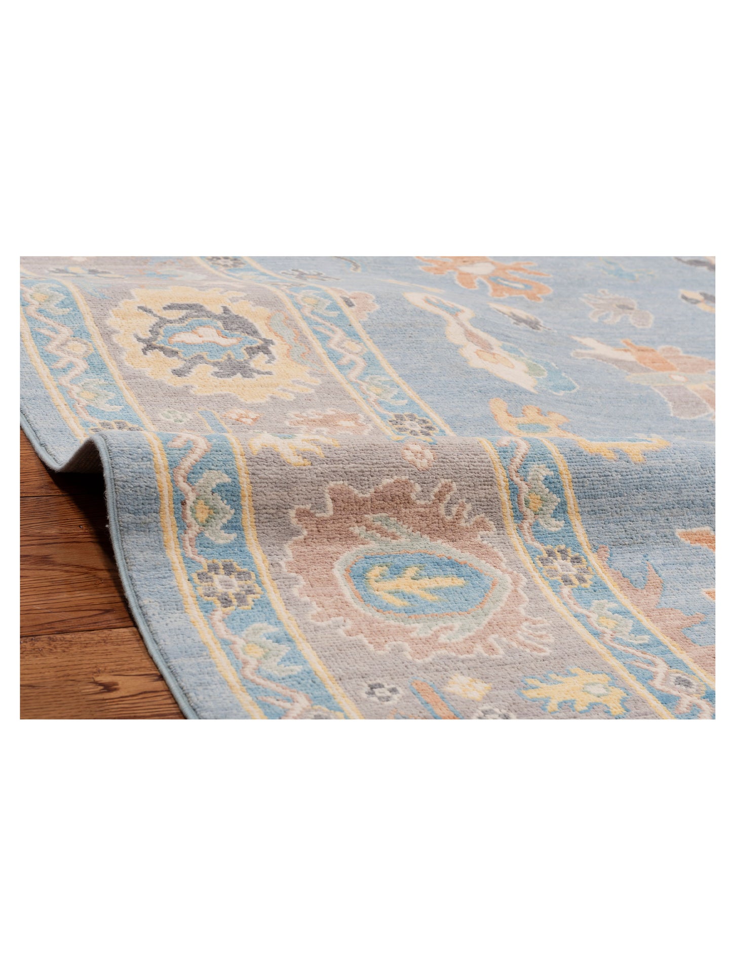 Anadol Oushak Besisu Blue Brown 7.11x9.8 Hand Knotted Rug