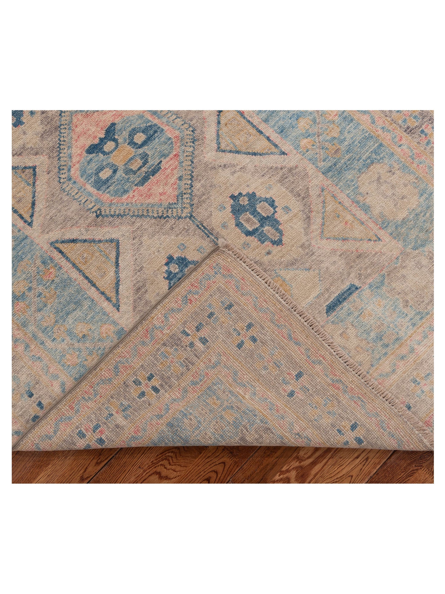 Anadol Oushak Burhan Brown Blue 4x5.11 Hand Knotted Rug