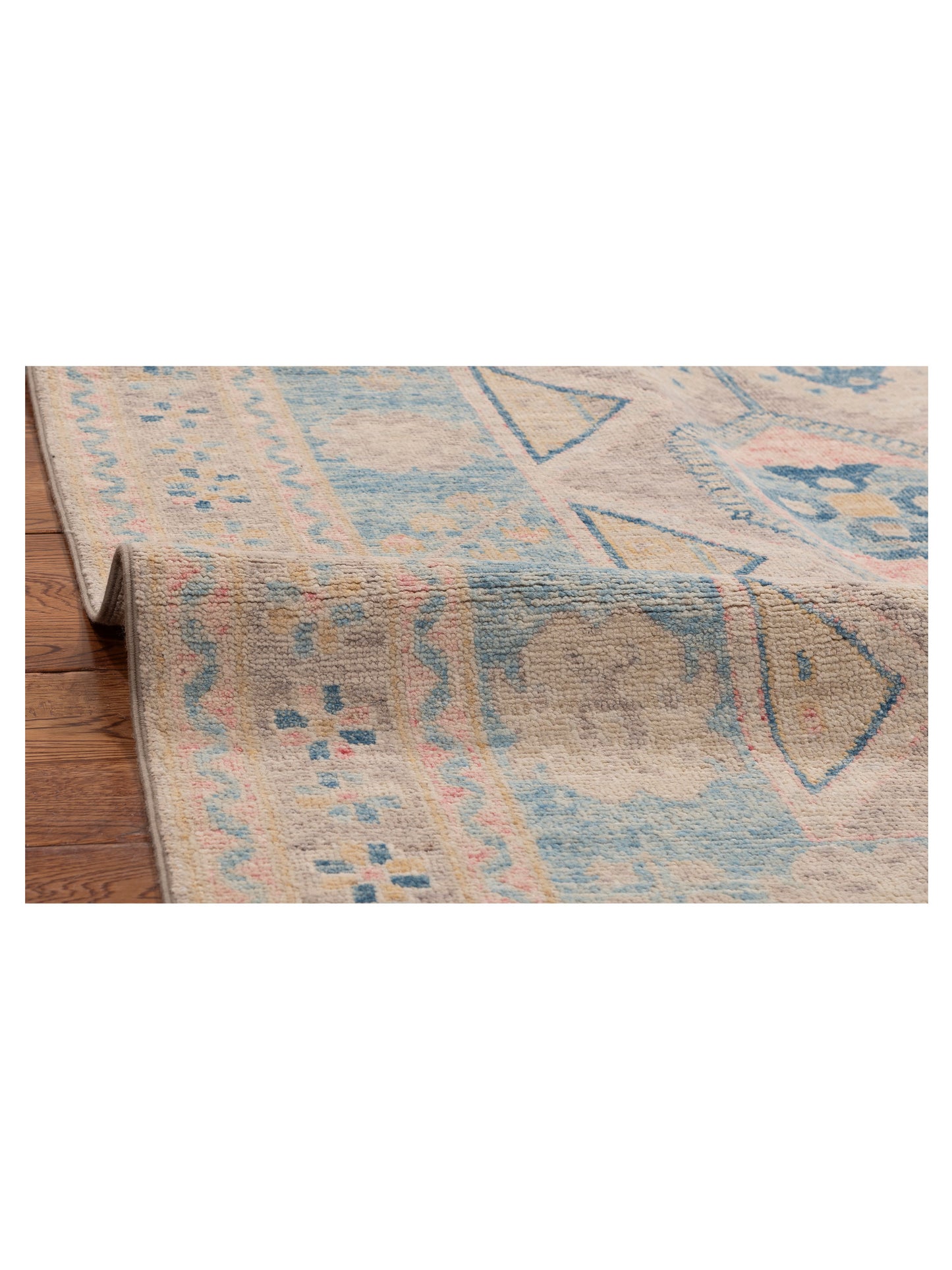 Anadol Oushak Burhan Brown Blue 4x5.11 Hand Knotted Rug