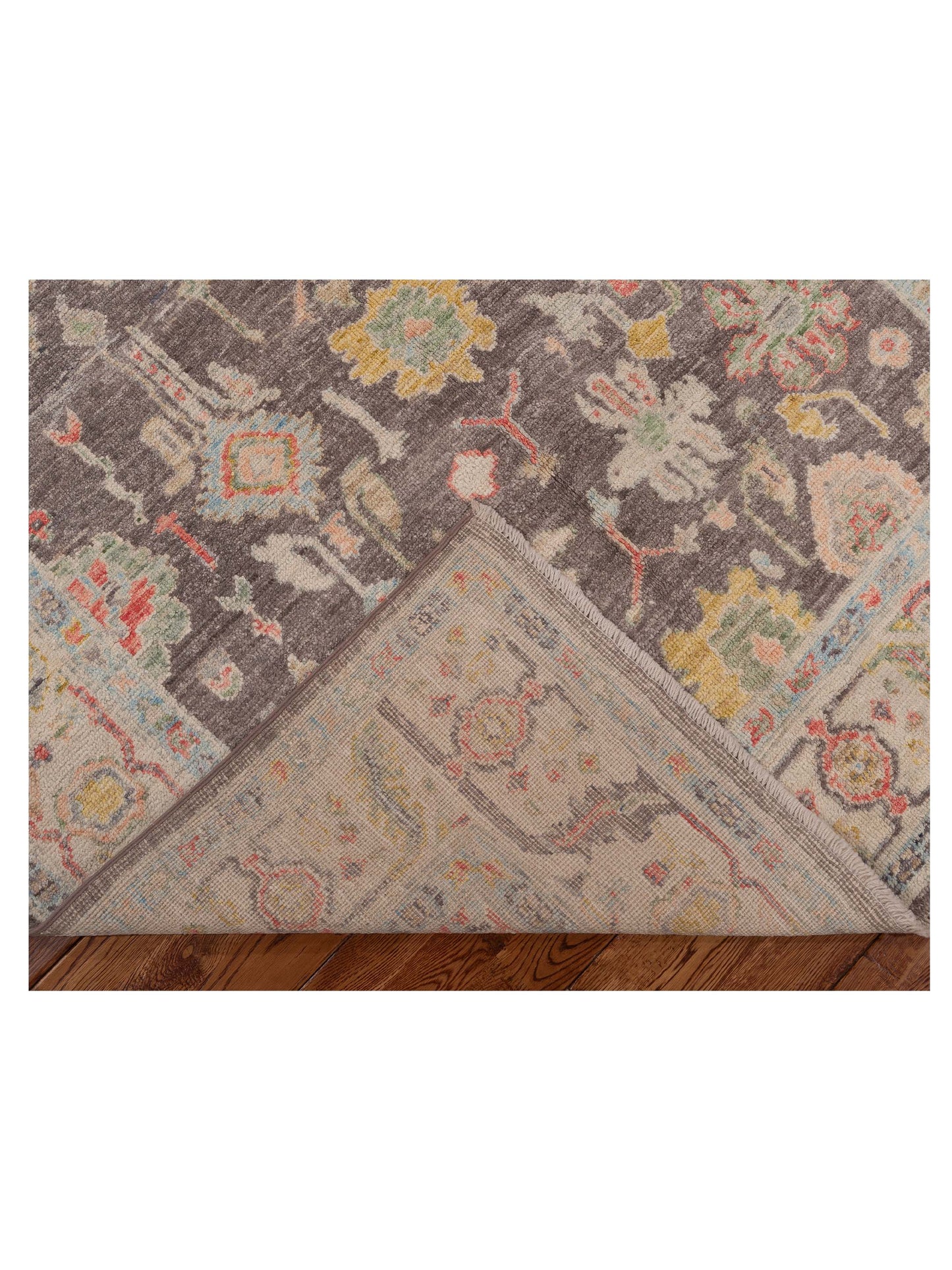 Anadol Oushak Doruk Brown Ivory 4.8x6.4 Hand Knotted Rug