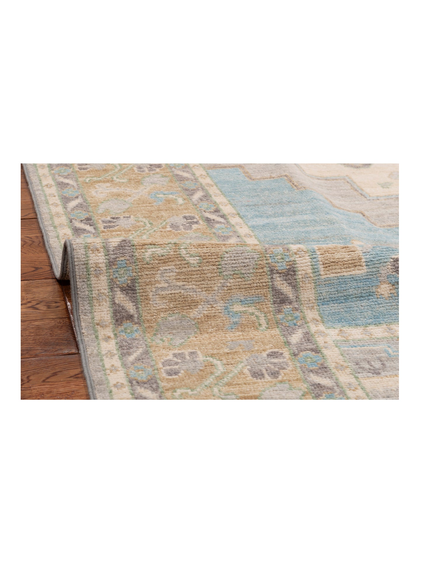 Anadol Oushak Dikmen Blue Brown 6.2x9 Hand Knotted Rug