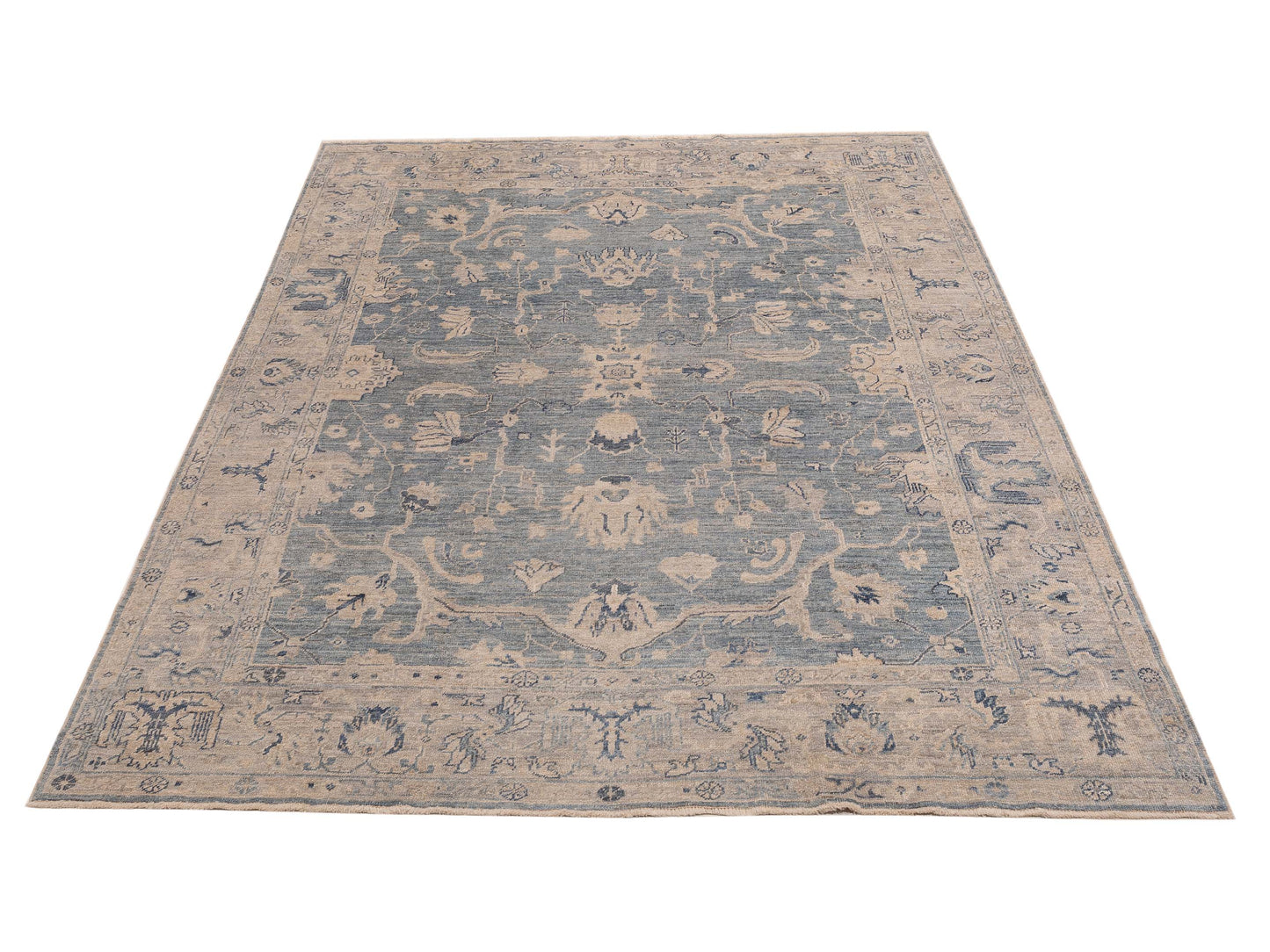 Angora Oushak 151097 Blue Gray 9x11.5 Hand Knotted Rug