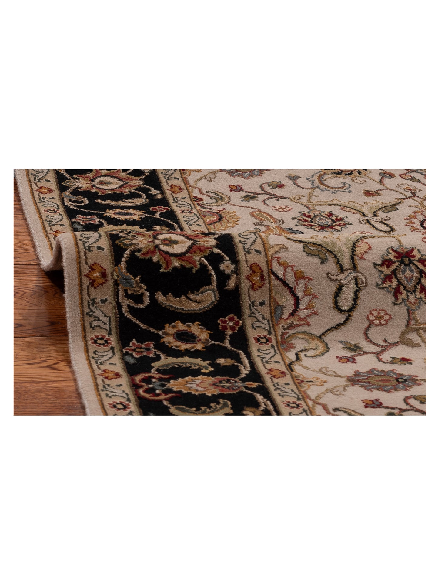 Imperial Silk 151223 Ivory Black 3.2x13.3 Hand Knotted Rug