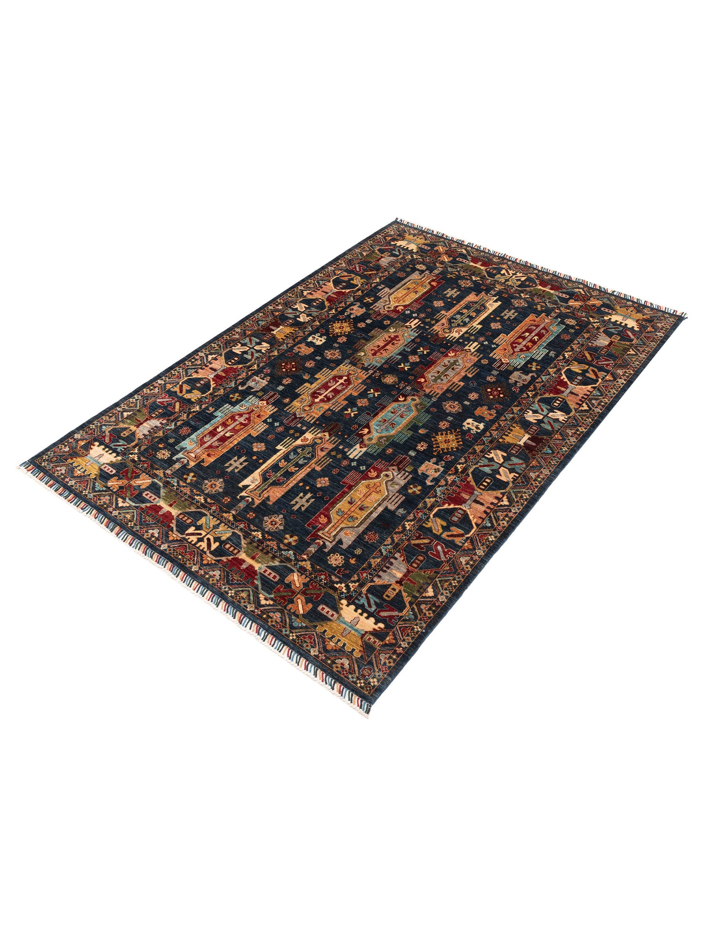 Horosan 151309 Blue Blue 6.9x9.11 Hand Knotted Rug