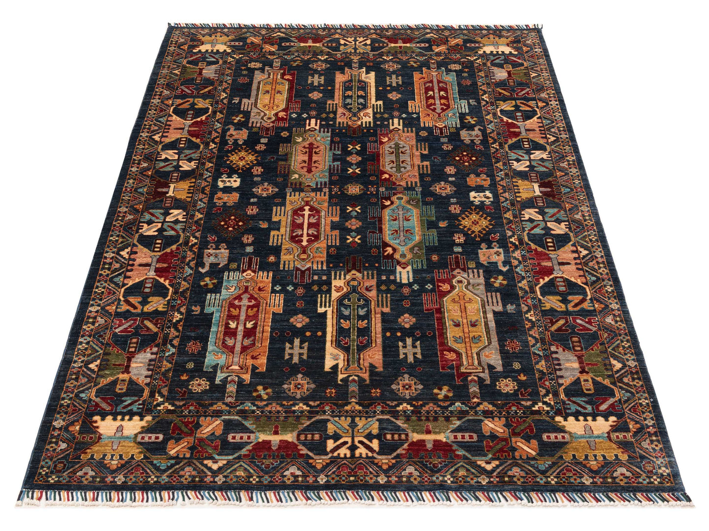 Horosan 151309 Blue Blue 6.9x9.11 Hand Knotted Rug