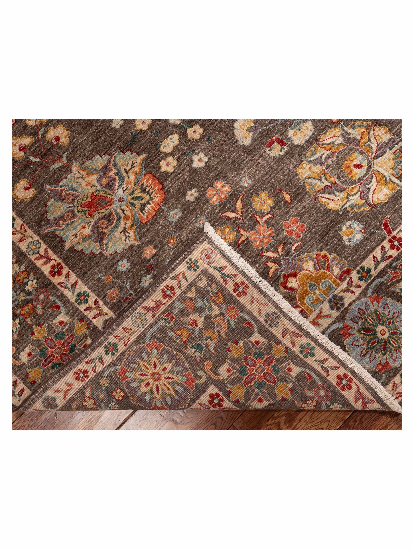 Elvan Hatmi Brown Brown 8.4x9.7 Hand Knotted Rug