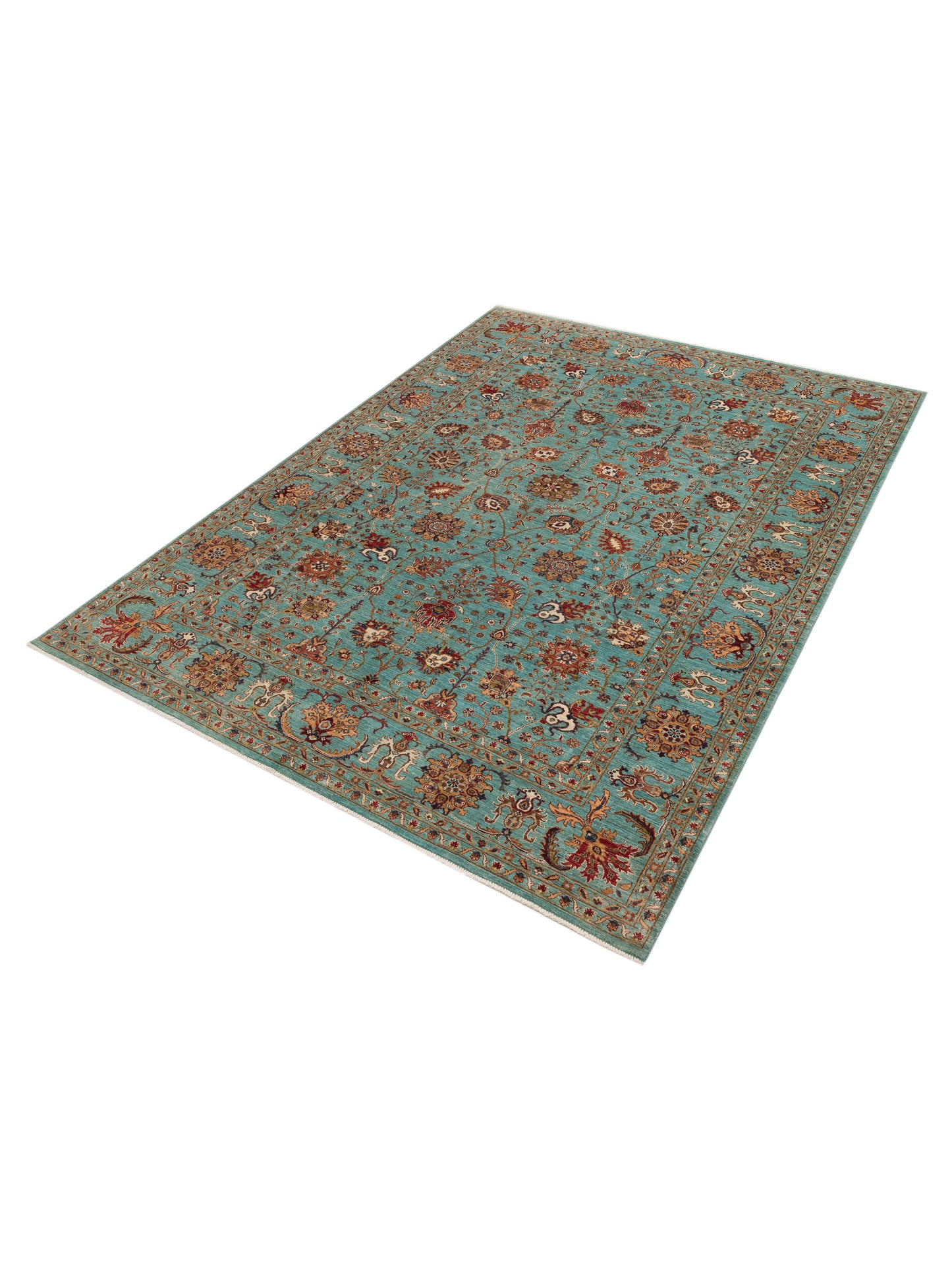 Sultan 151485 Turquoise Turquoise 9x12.4 Hand Knotted Rug