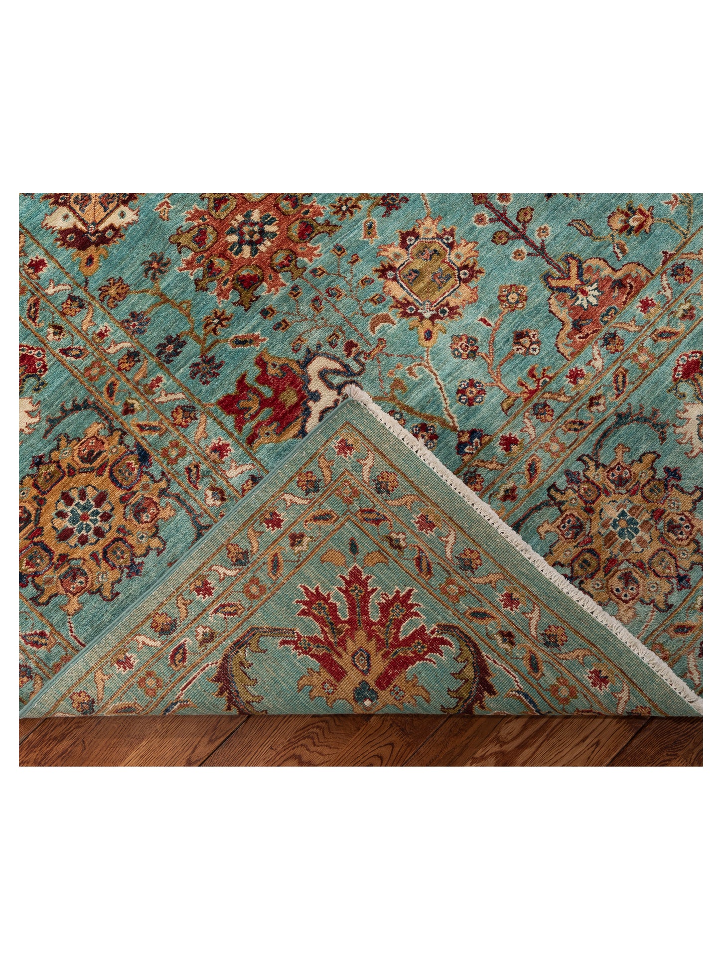Sultan 151485 Turquoise Turquoise 9x12.4 Hand Knotted Rug